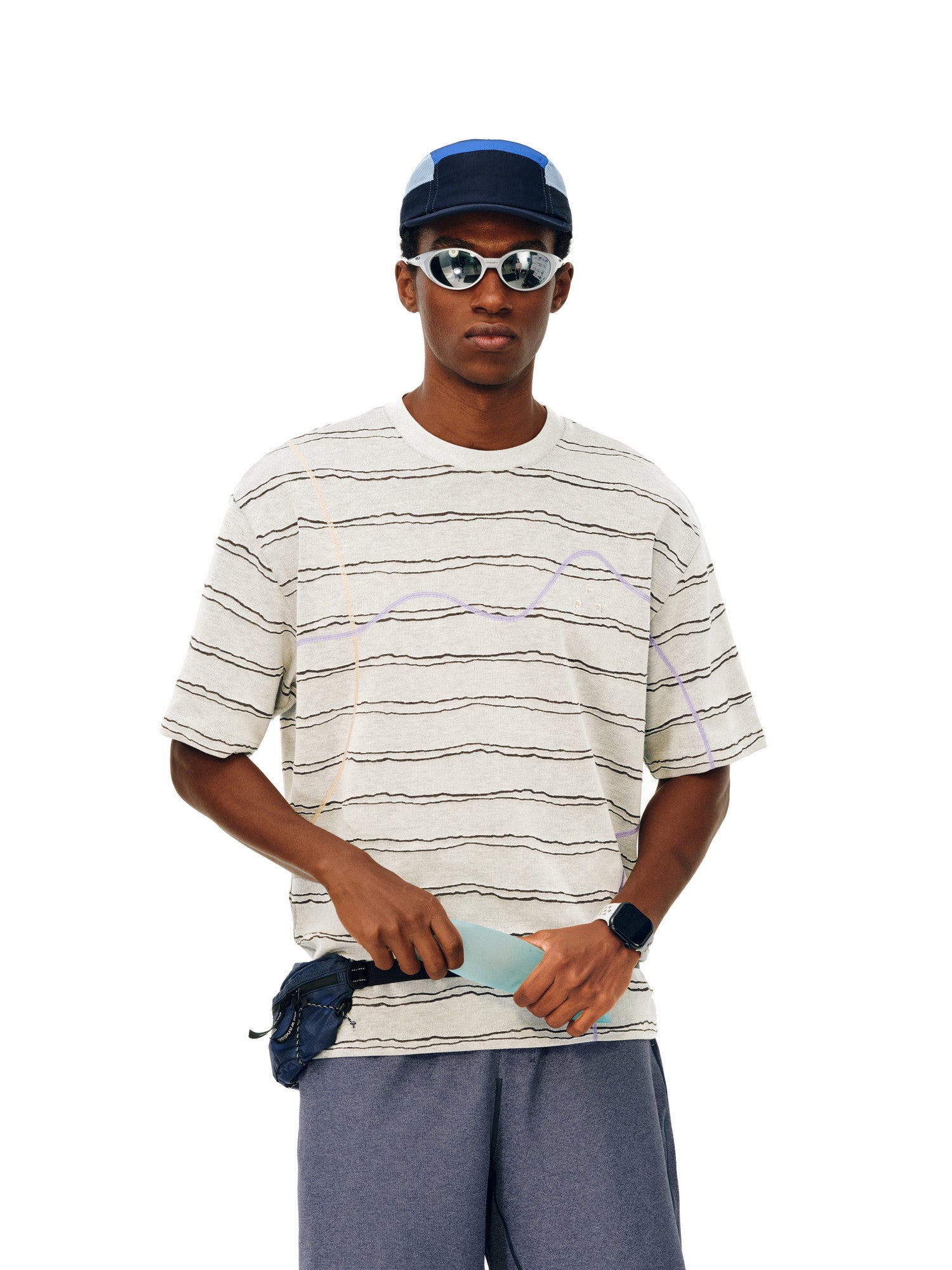 FPA Two-Tone Burnout Stripe Short Sleeve T-Shirt 2026 New Summer Round Neck Casual Contrast Color Couple T-Shirt for Men