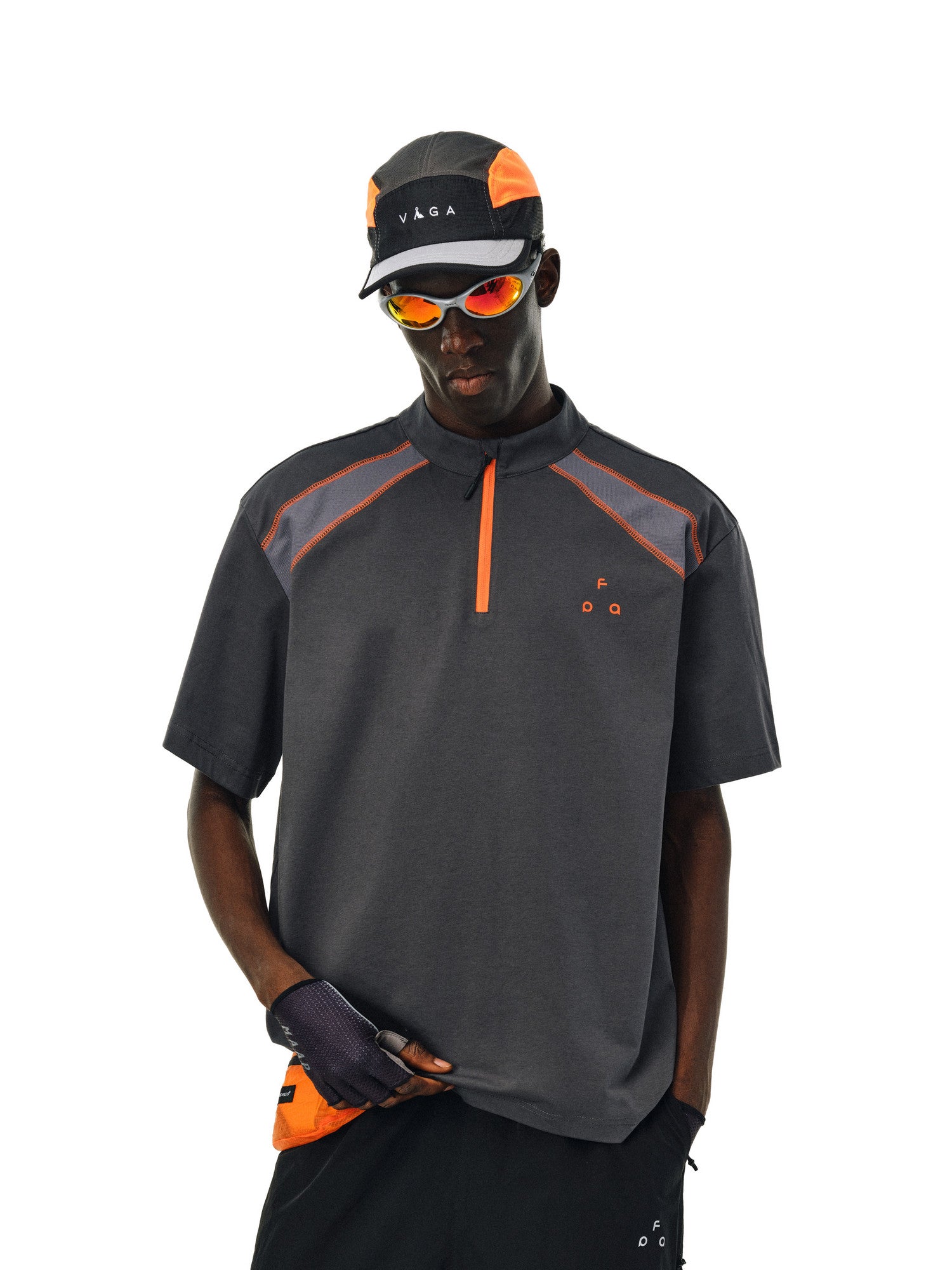 FPA Sorona Quick-Dry Cooling Antibacterial UPF50+ Sun Protection Short Sleeve Summer Athletic Half-Zip Mock Neck T-Shirt