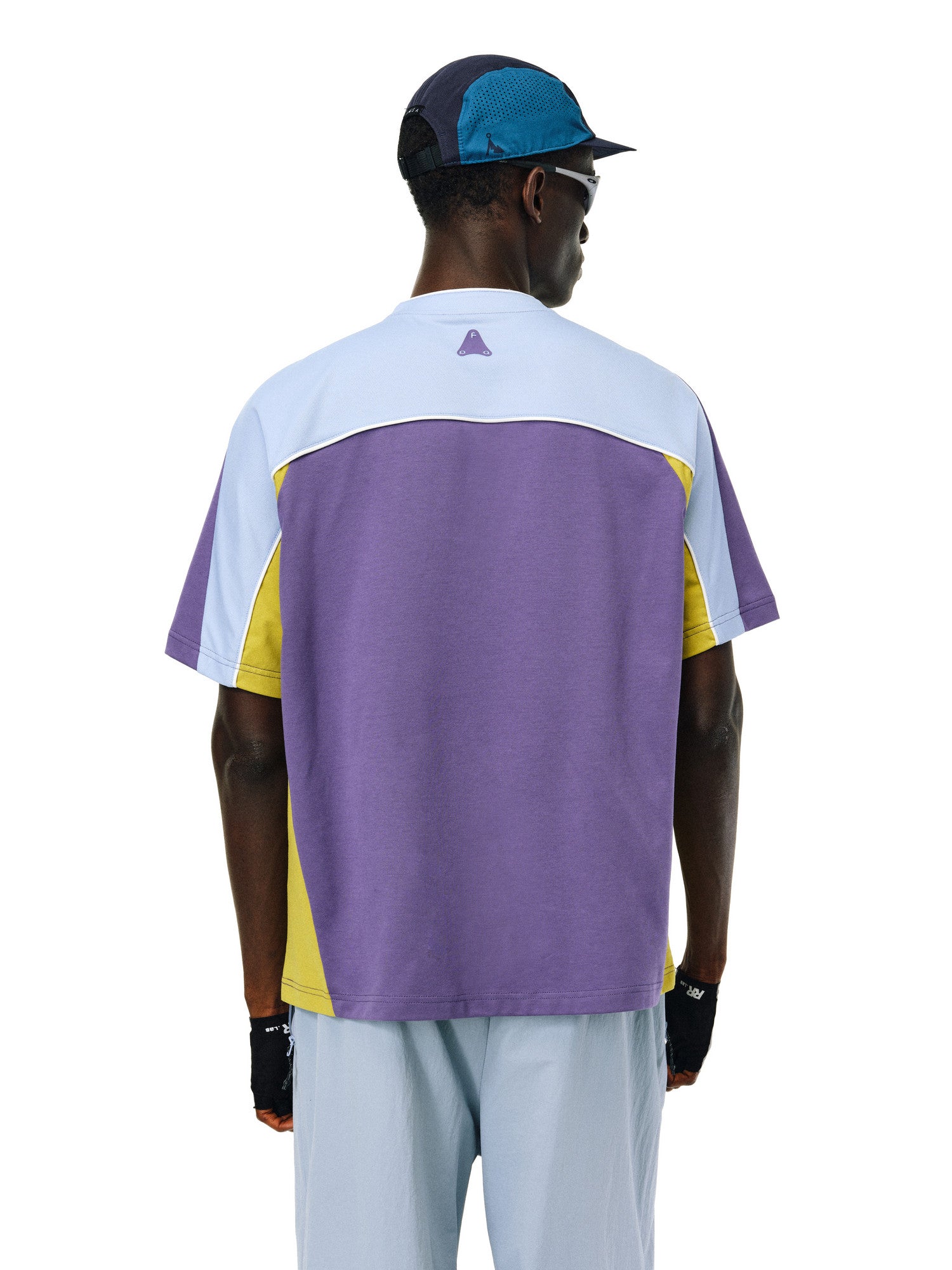 FPA Quick-Dry Sports Color-Block Short Sleeve T-Shirt, Chinese Streetwear Outdoor Cool Feeling Half-Zip Loose Unisex Short Sleeve Tee