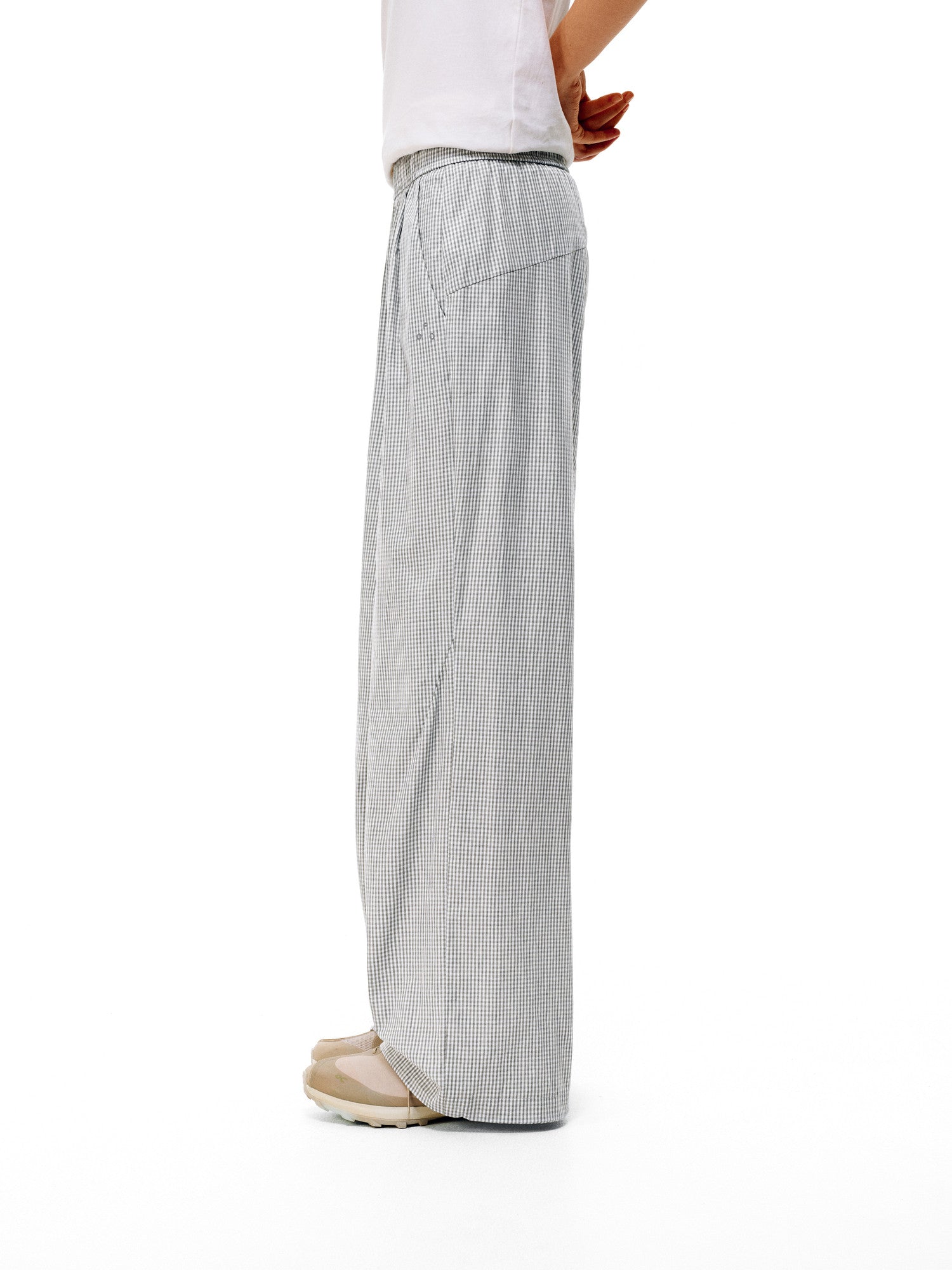 FPA High-Count Dense Casual Lightweight Plaid Trousers for Women Summer Wide-Leg Outdoor Sports Versatile Check Pants