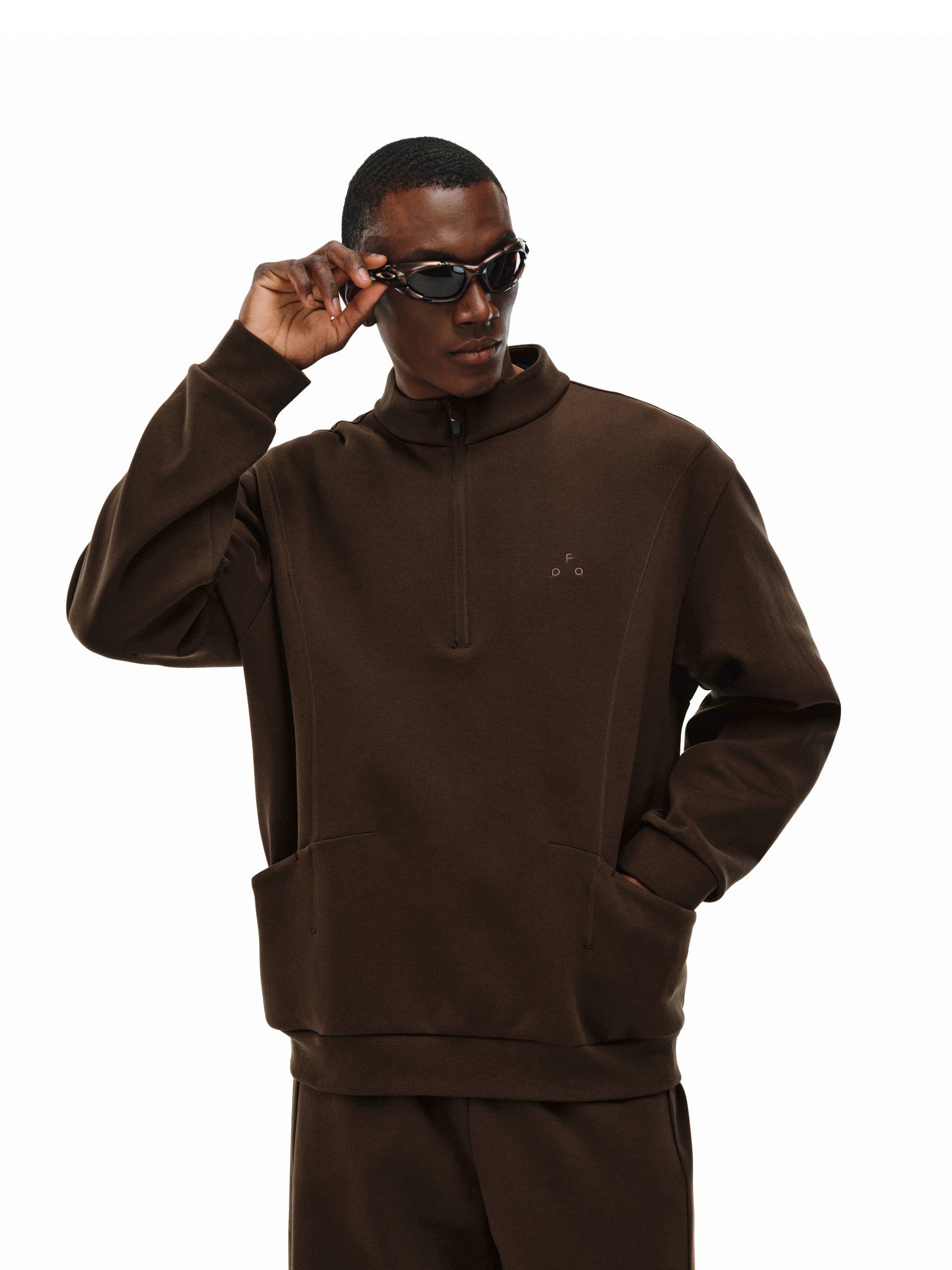 FPA Stand Collar Half-Zip Loose Structured Hoodie - Chinese Streetwear American Retro Casual Spring Pullover