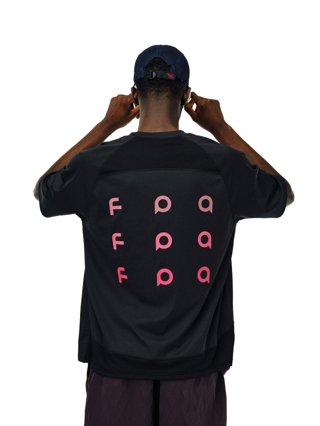 FPA Gradient Logo Textured Patchwork Short Sleeve T-Shirt - Chinese Streetwear Trend Summer Crew Neck Heavyweight Tee for Couples
