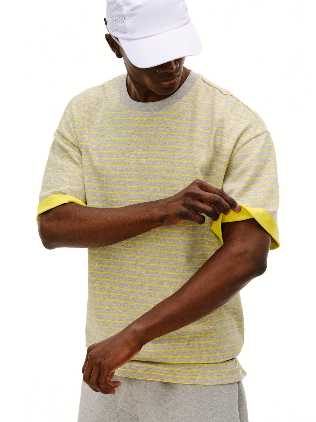 FPA Contrast Stripe Short Sleeve Tee with Color-Block Design – Classic Crew Neck Unisex Athletic T-Shirt