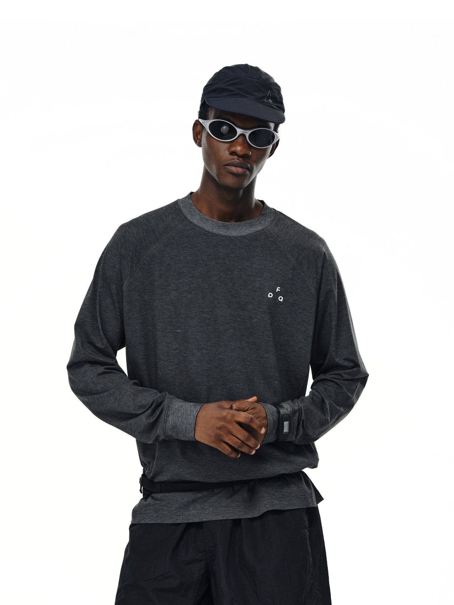 FPA Sorona Antibacterial Yarn-Dyed Logo Long-Sleeve T-Shirt - Chinese Streetwear Casual Loose Round Neck Couple Tee