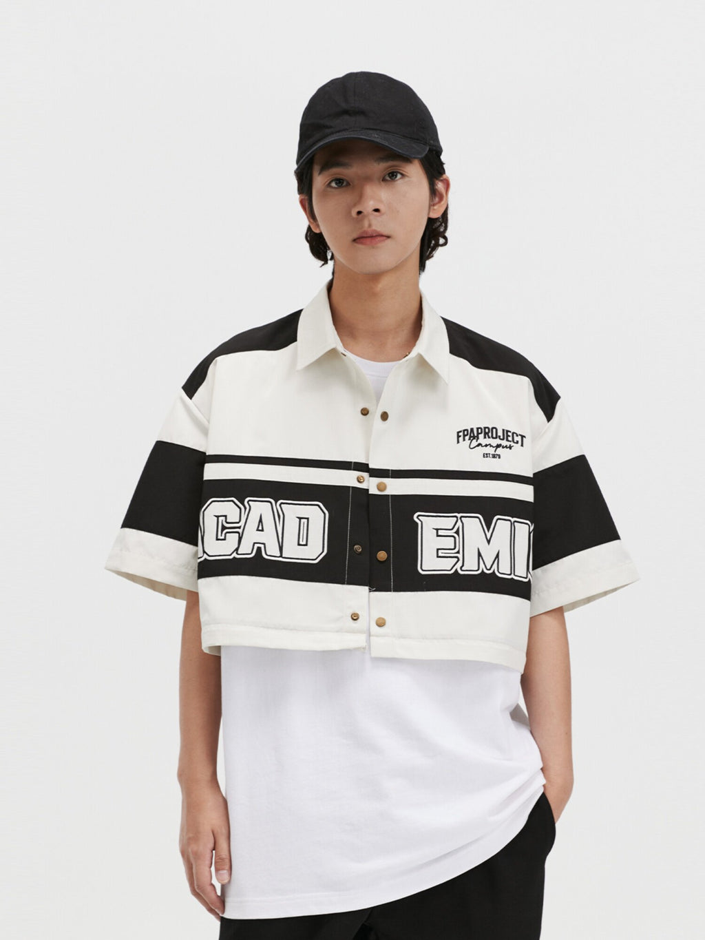 FPA Detachable Racing Short-Sleeve Shirt 2023 New Design Trendy Chinese Streetwear Loose Retro Shirt for Men