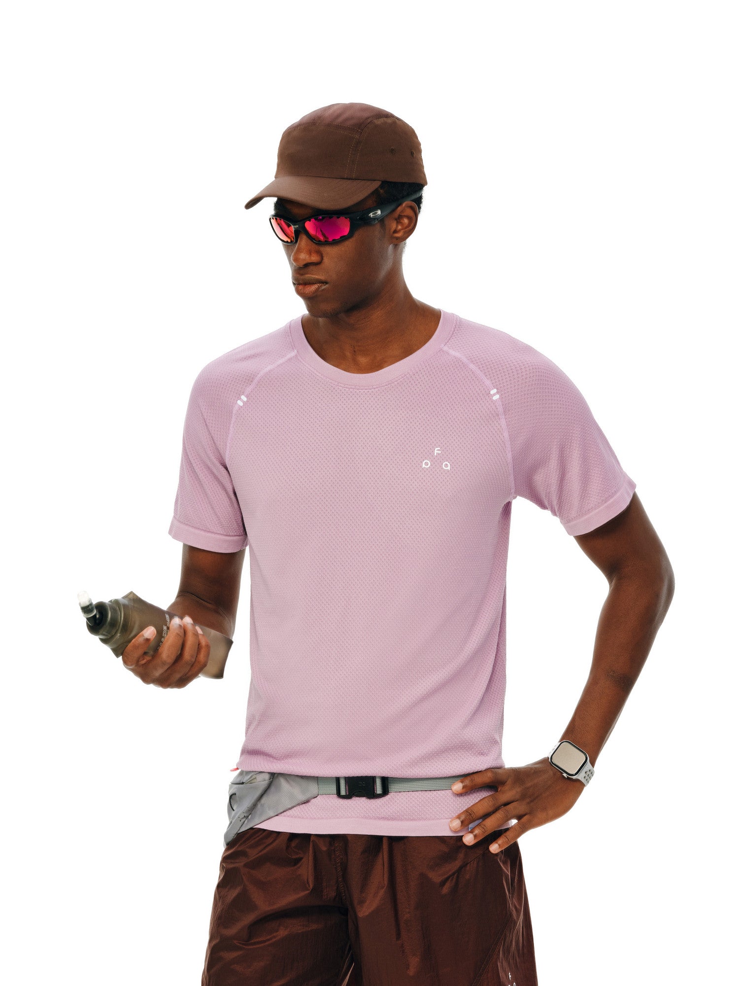 FPA Coolmax Seamless Knit Short Sleeve T-Shirt for Running and Fitness, Summer Basic Logo Tee, Regular Fit, Unisex