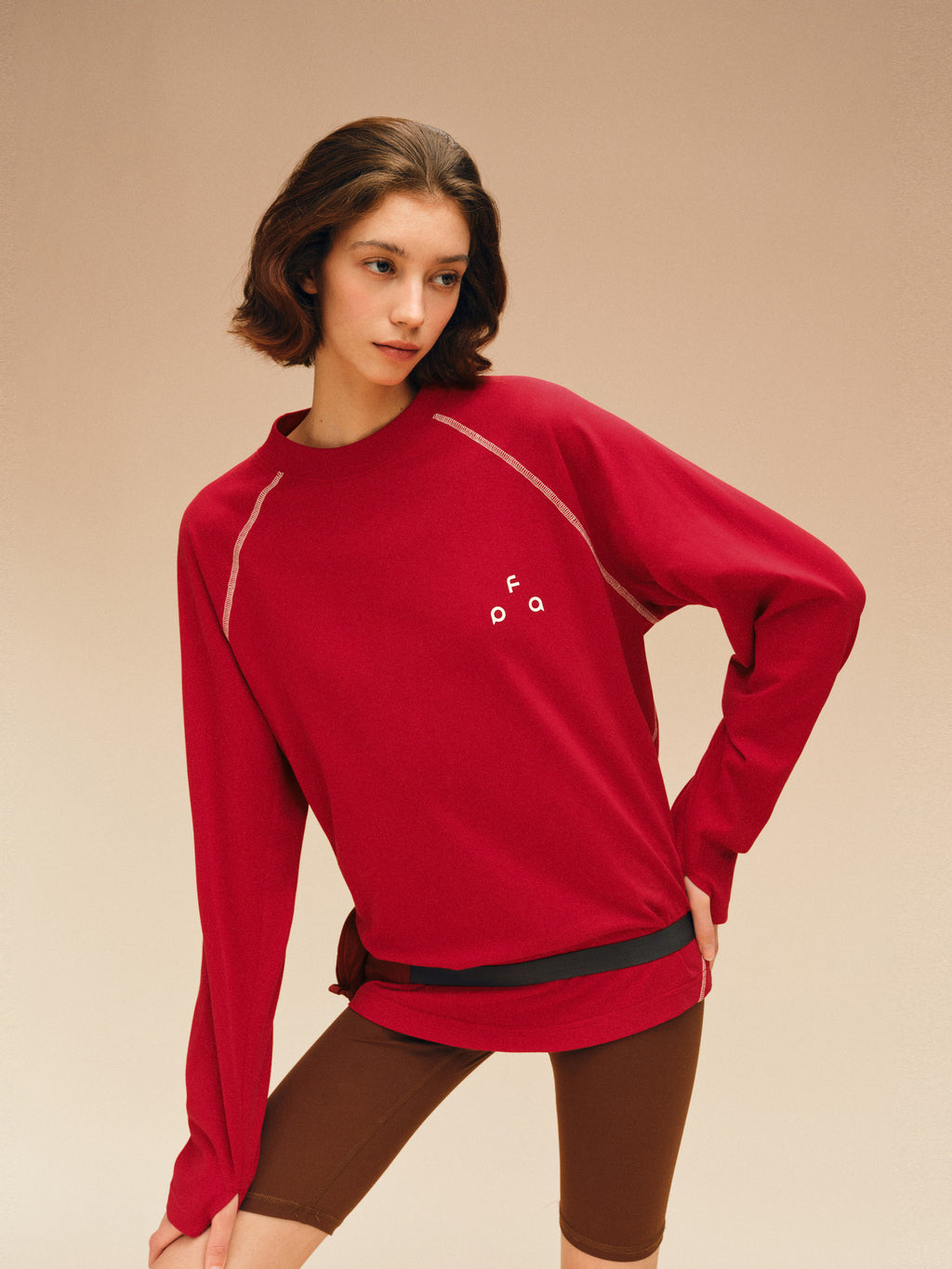 FPA Quick-Dry Structured Logo Long-Sleeve T-Shirt for Outdoor, Spring Festival Red Crew Neck Couple's Chinese Zodiac Year