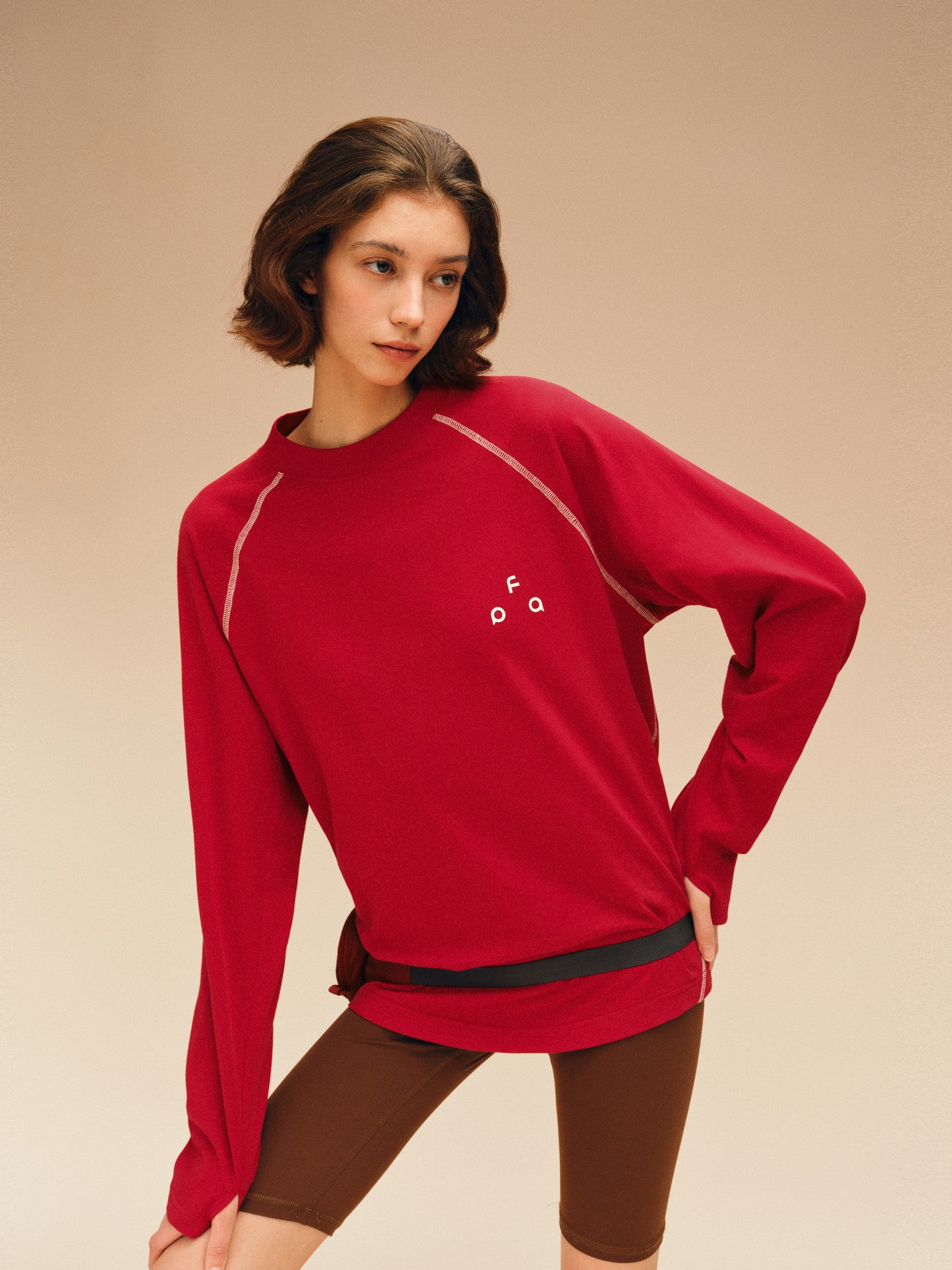 FPA Quick-Dry Structured Logo Long-Sleeve T-Shirt for Outdoor, Spring Festival Red Crew Neck Couple's Chinese Zodiac Year