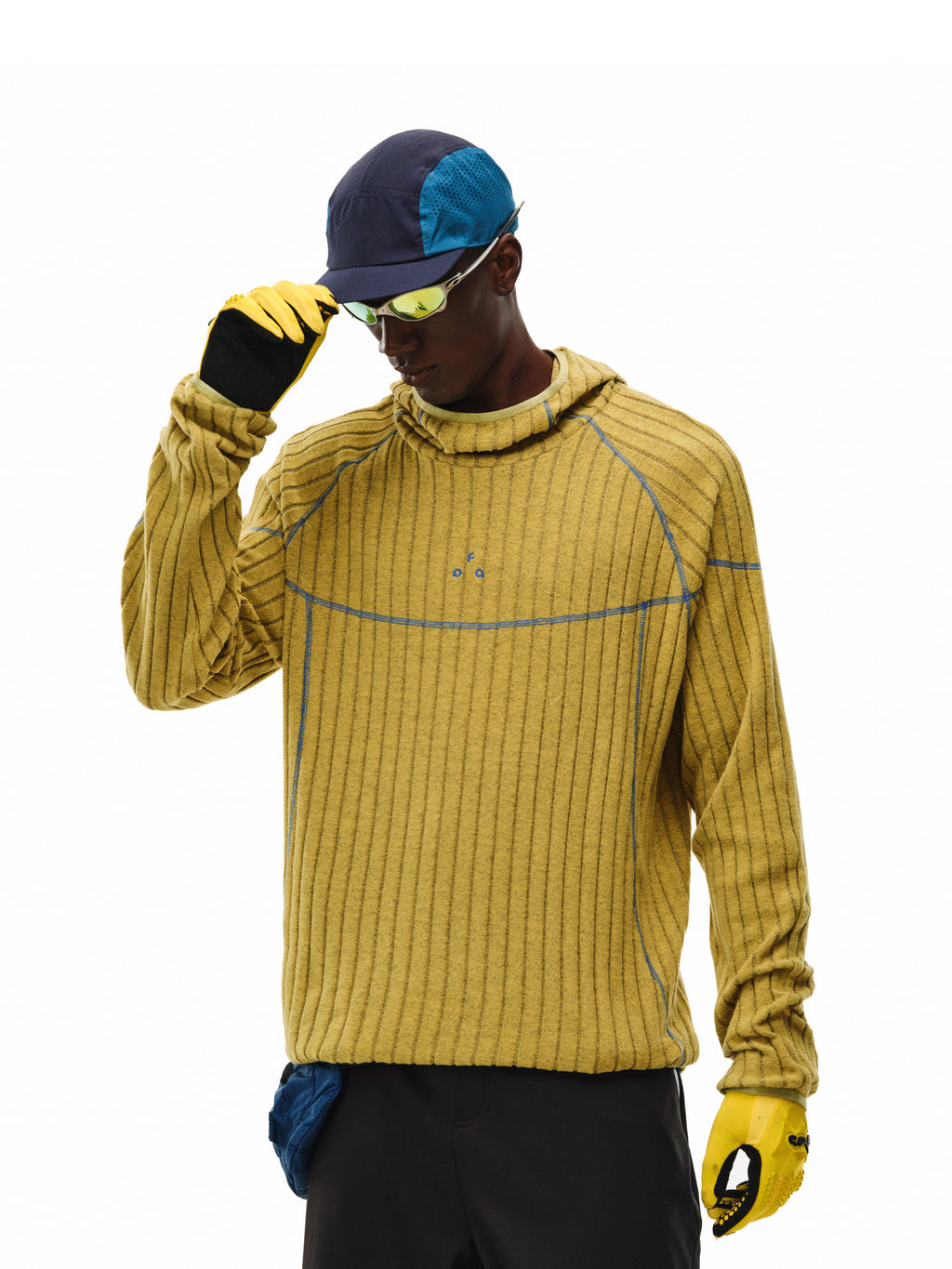 FPA Textured Contrast Long Sleeve Hooded T-Shirt 2026 New Spring/Fall Unisex Streetwear Stripe Design