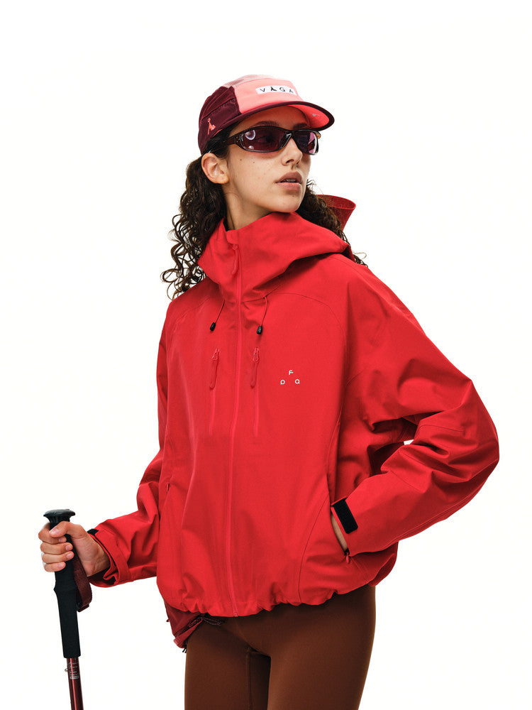 FPA Rain Shield Sealed Seam Three-Layer Protective Hard Shell Outdoor Short Hooded Jacket - Chinese Trend Sports Mountaineering Jacket for Women