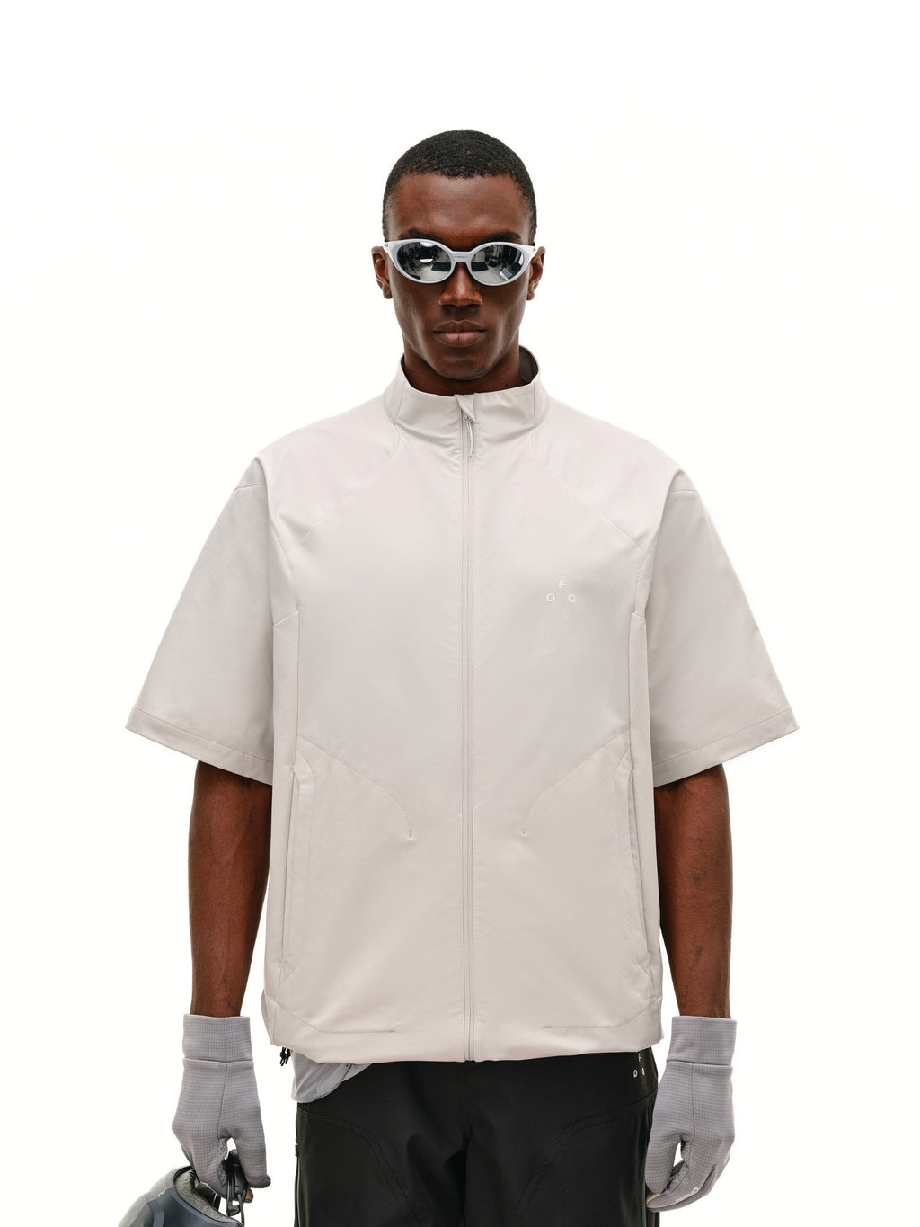 FPA Cool-Touch Structured Outdoor Short-Sleeve Jacket Shirt | Summer Loose-Fit Zip-Up Stand-Collar Shirt for Men