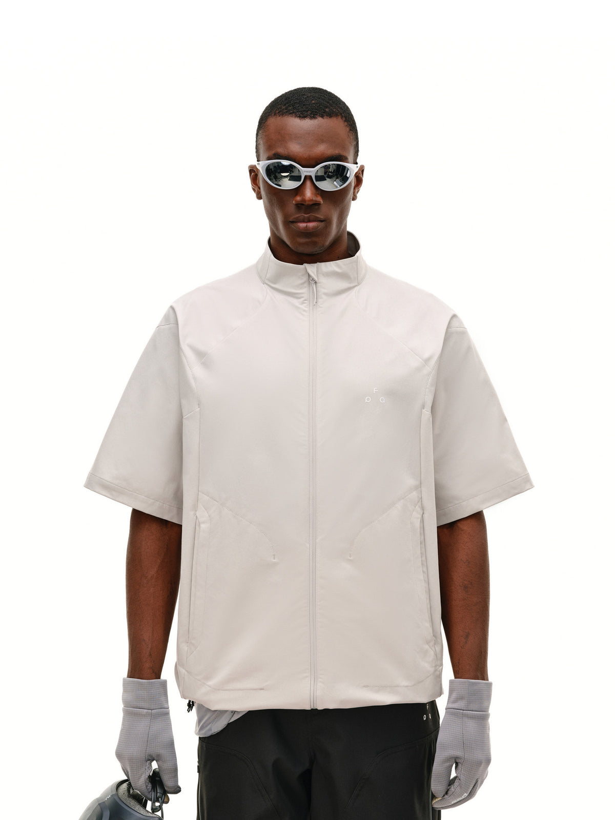 FPA Cool-Touch Structured Outdoor Short-Sleeve Jacket Shirt | Summer Loose-Fit Zip-Up Stand-Collar Shirt for Men