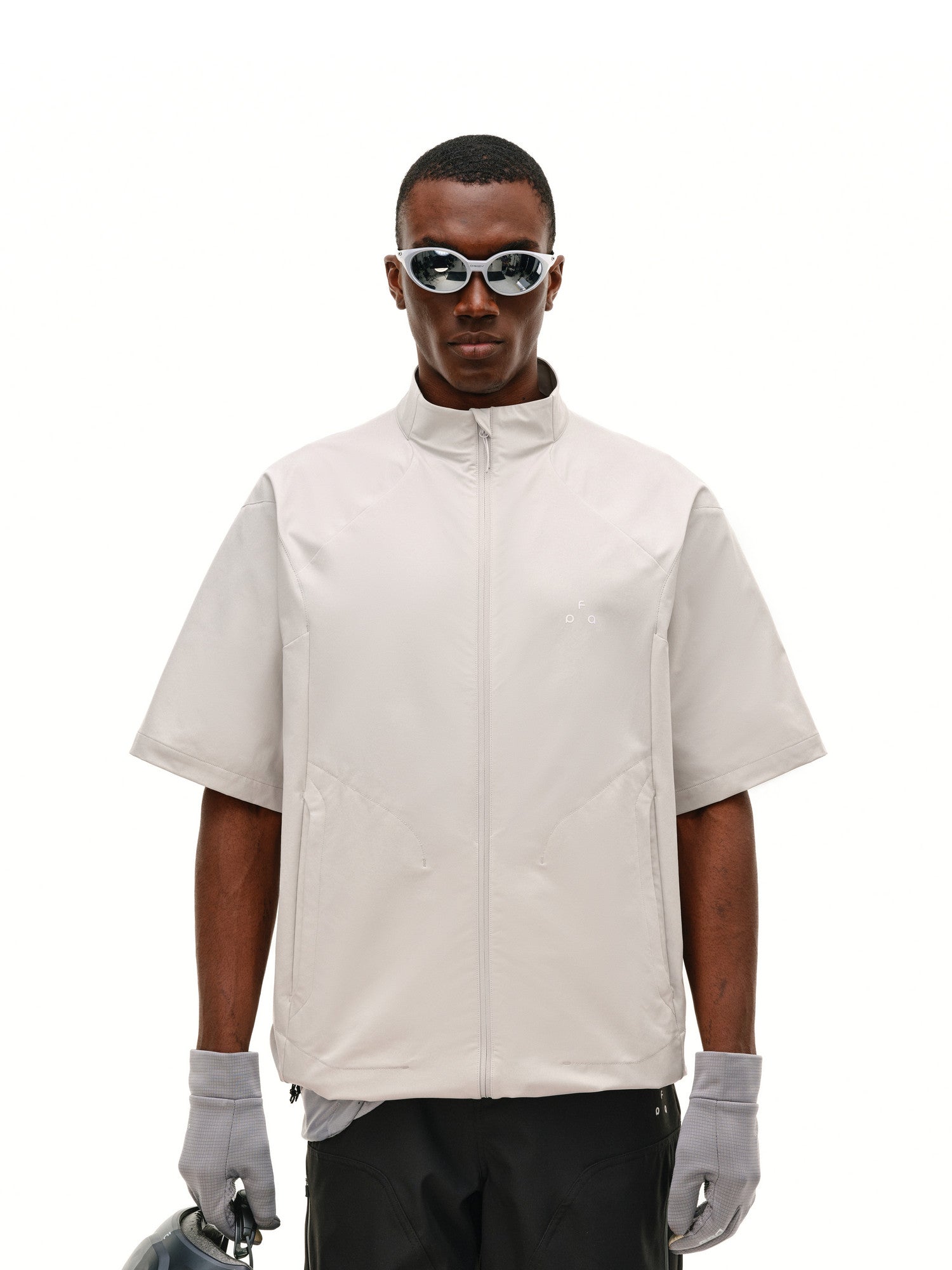 FPA Cool-Touch Structured Outdoor Short-Sleeve Jacket Shirt | Summer Loose-Fit Zip-Up Stand-Collar Shirt for Men