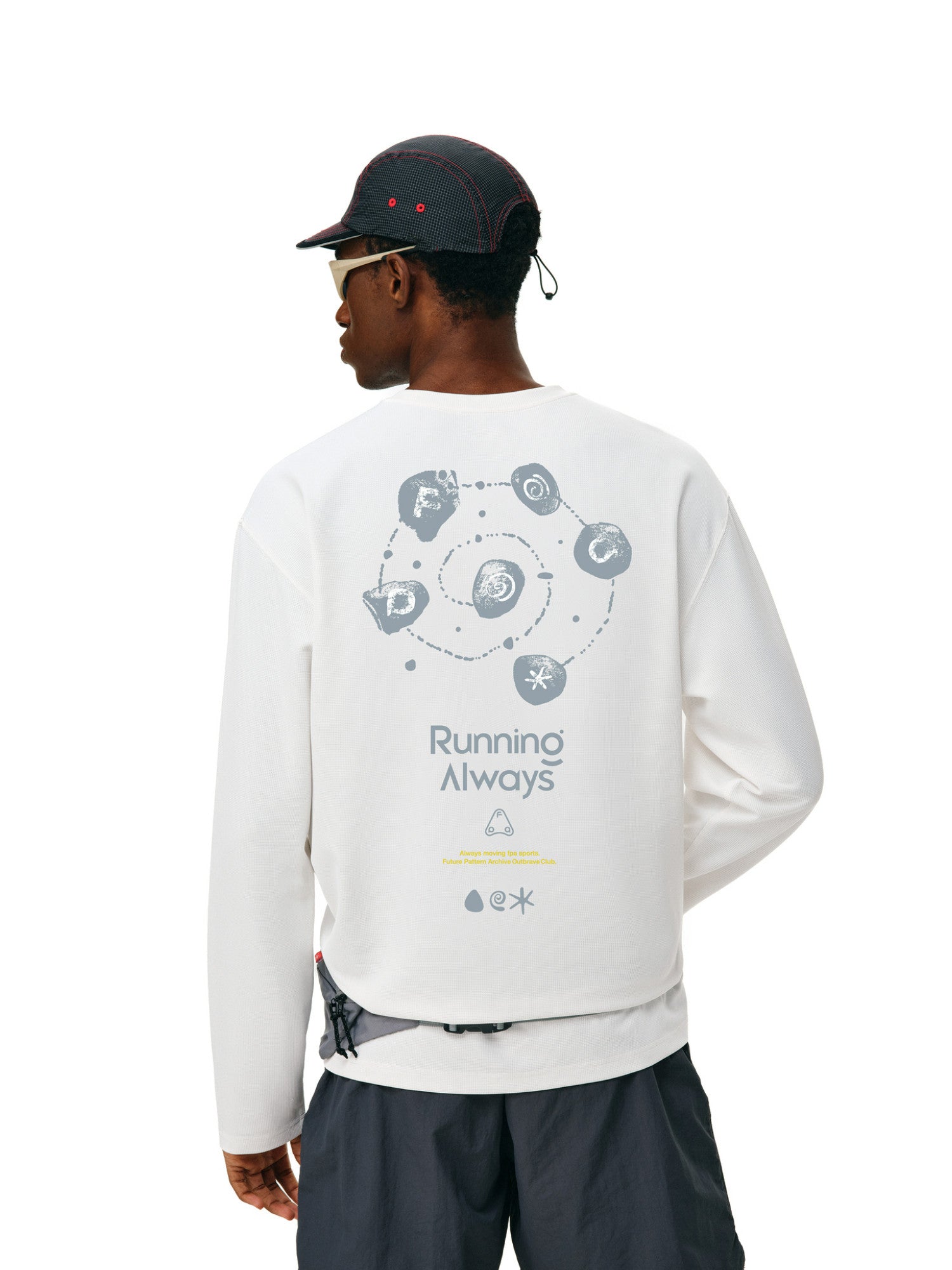 FPA Cationic Waffle Antimicrobial Quick-Dry 3M Reflective Print Nature-Inspired Sports T-Shirt Autumn Crew Neck Long Sleeve