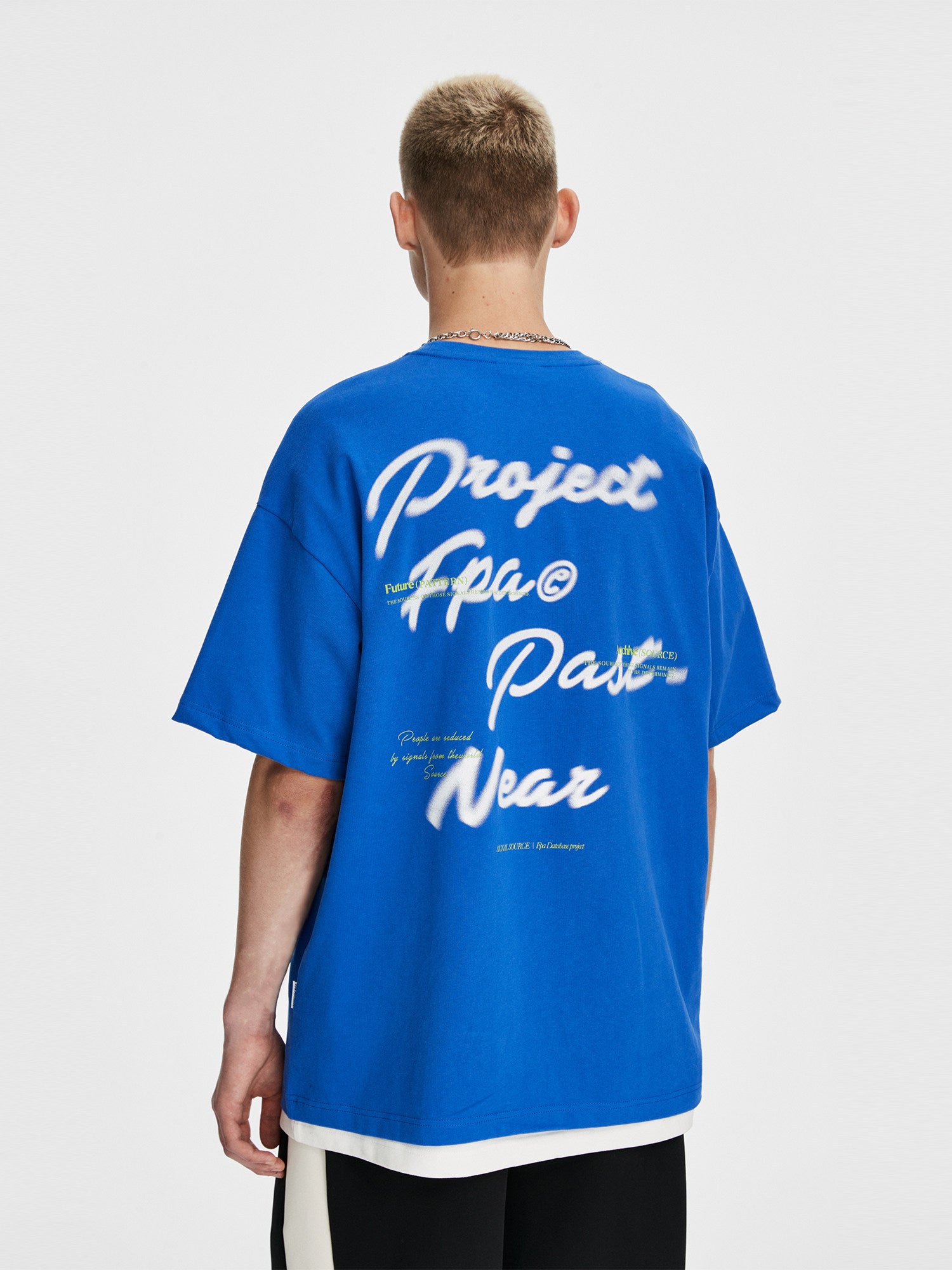FPA Blur Font Graphic Short-Sleeve T-Shirt - Streetwear, Round Neck, Loose Fit, Summer, Unisex, Men