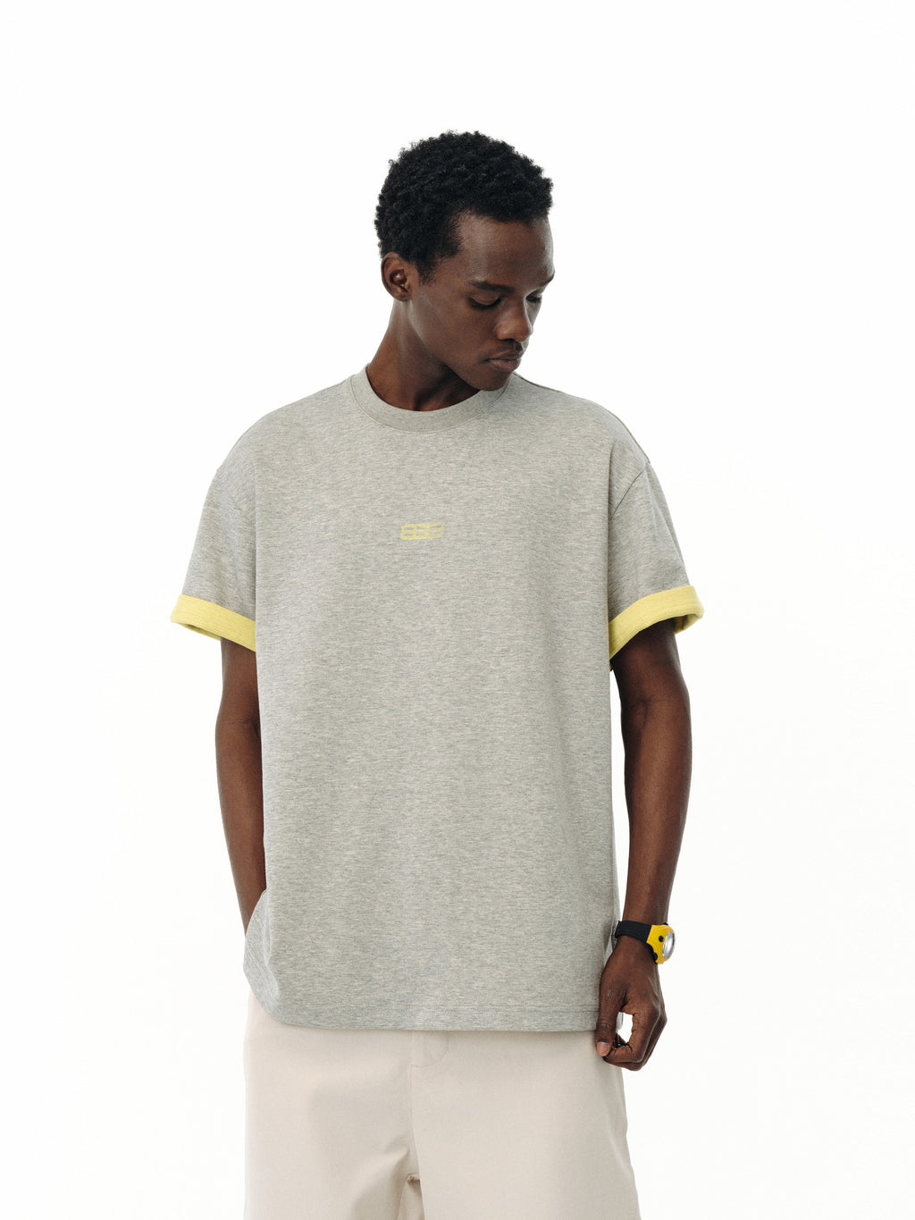 FPA Two-Tone Reversible Sleeve Sports Short Sleeve T-Shirt, Retro Chinese Style, Round Neck, Relaxed Fit, Summer Unisex Tee