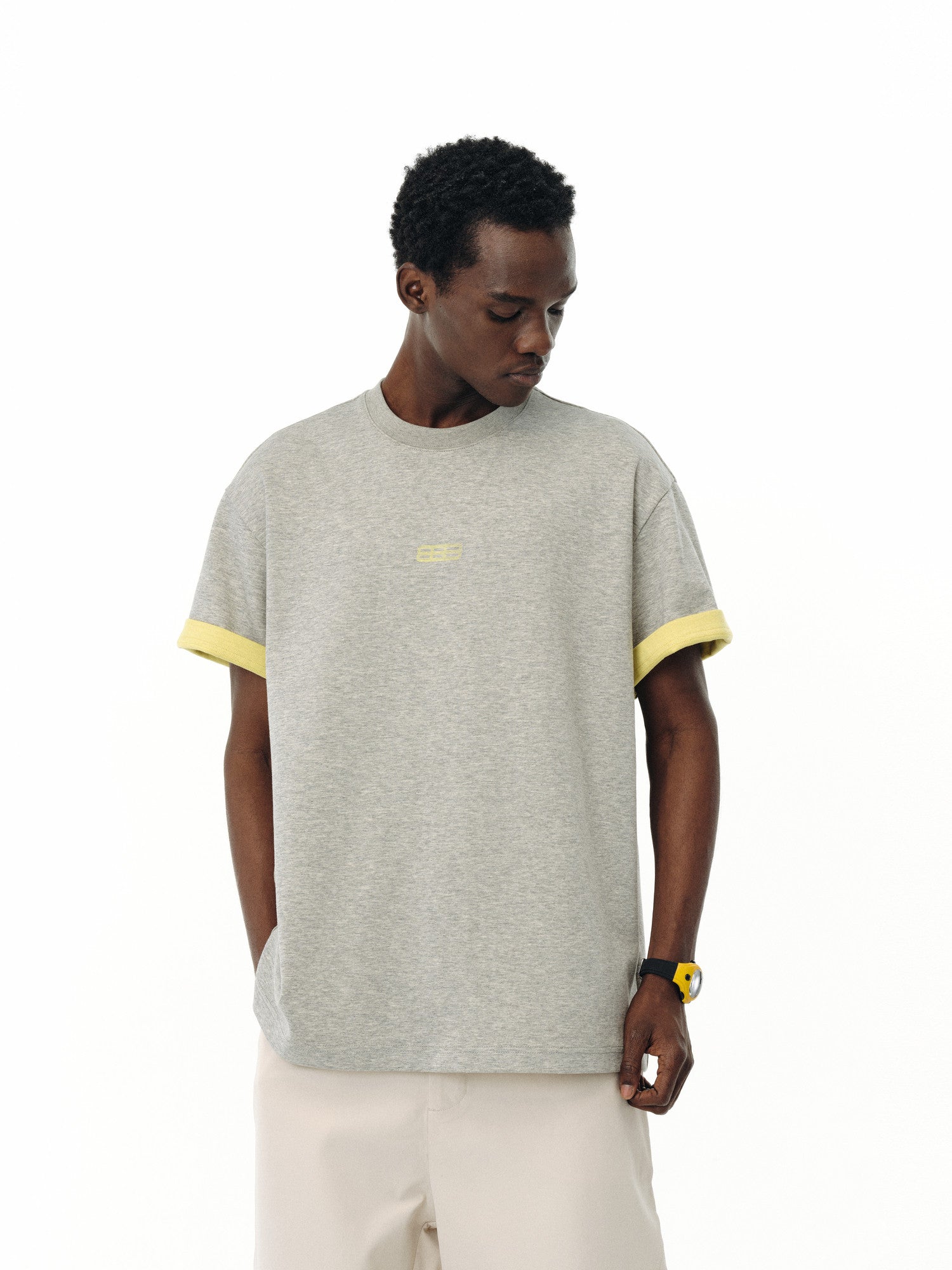 FPA Two-Tone Reversible Sleeve Sports Short Sleeve T-Shirt, Retro Chinese Style, Round Neck, Relaxed Fit, Summer Unisex Tee