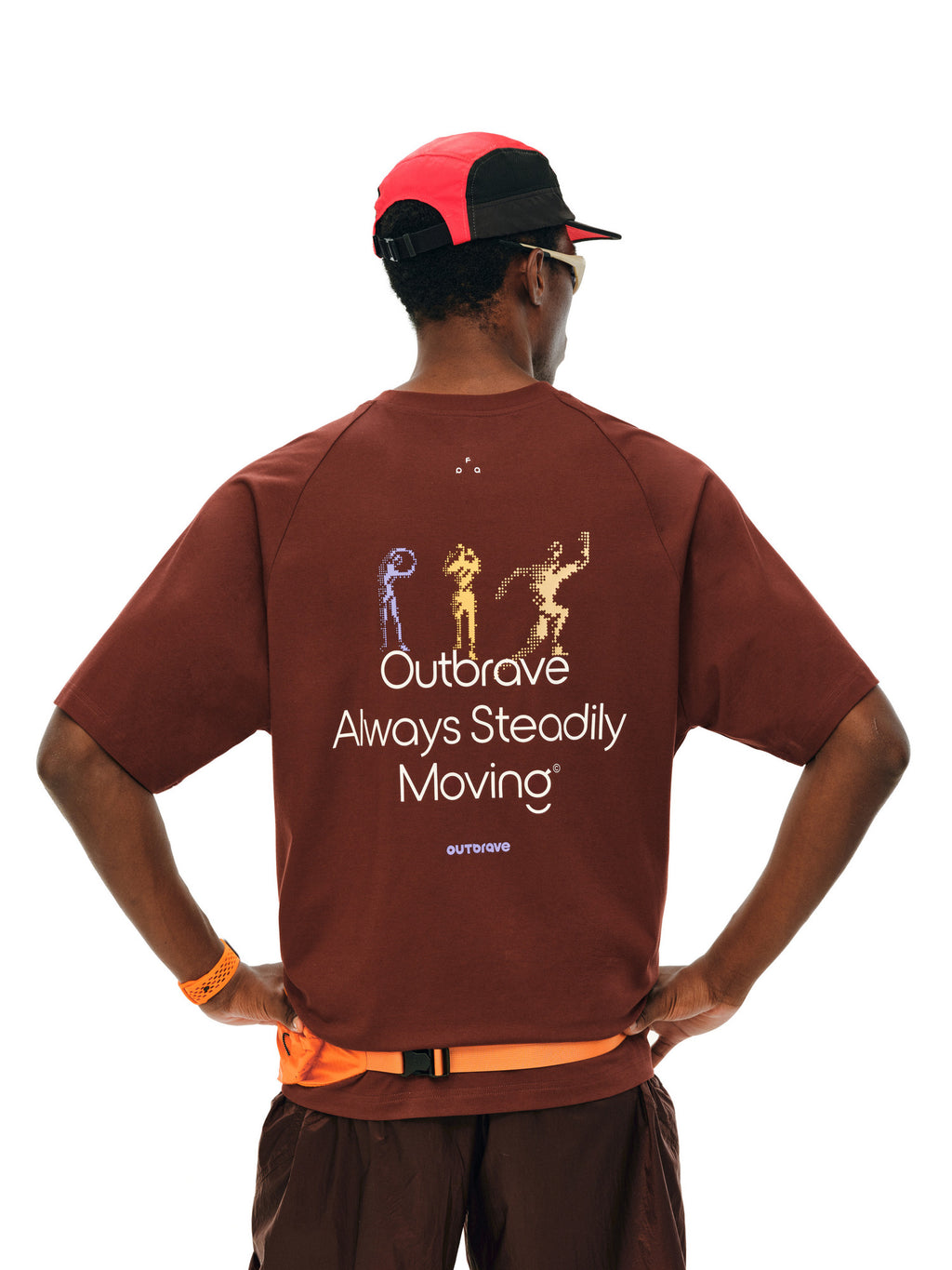 FPA Running Pattern Contrast Color COOLMAX Sports T-Shirt Outdoor Cool Touch Breathable Crew Neck Couple Style Summer Short Sleeve