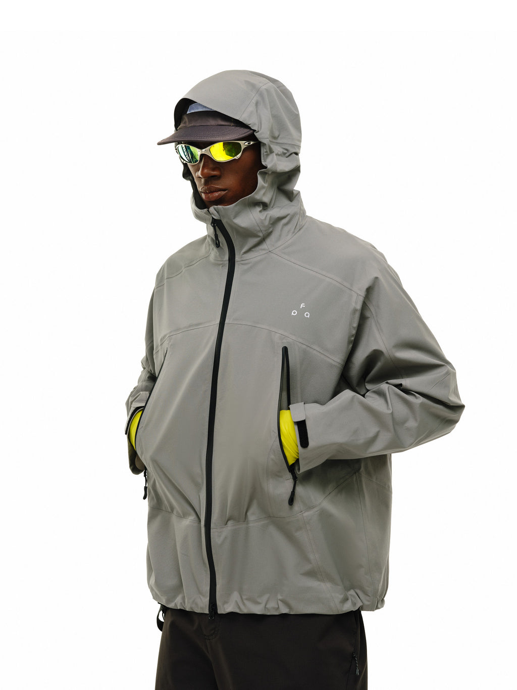 FPA Seam-Sealed Color-Block Zip Waterproof Hiking Jacket, Three-Proof Outdoor Sports Jacket for Men