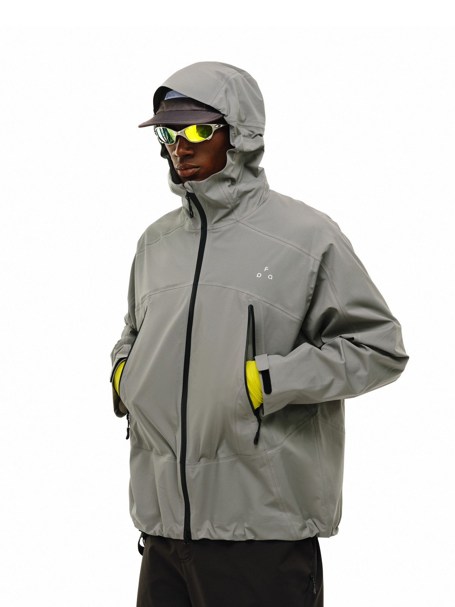 FPA Seam-Sealed Color-Block Zip Waterproof Hiking Jacket, Three-Proof Outdoor Sports Jacket for Men