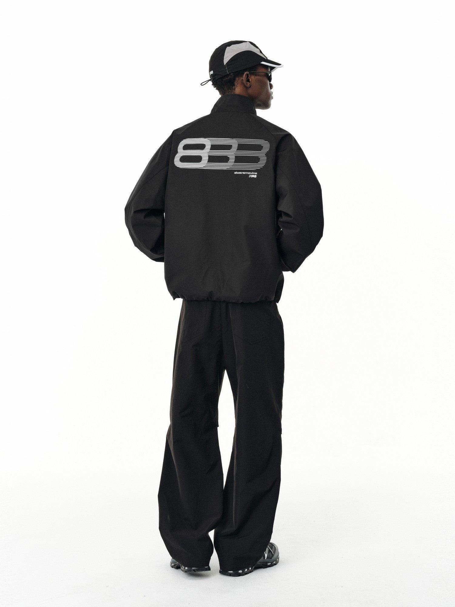 FPA Windproof Phantom 8 Stand-Collar Jacket - Unisex Loose-Fit Black Sports Coat for Spring/Autumn