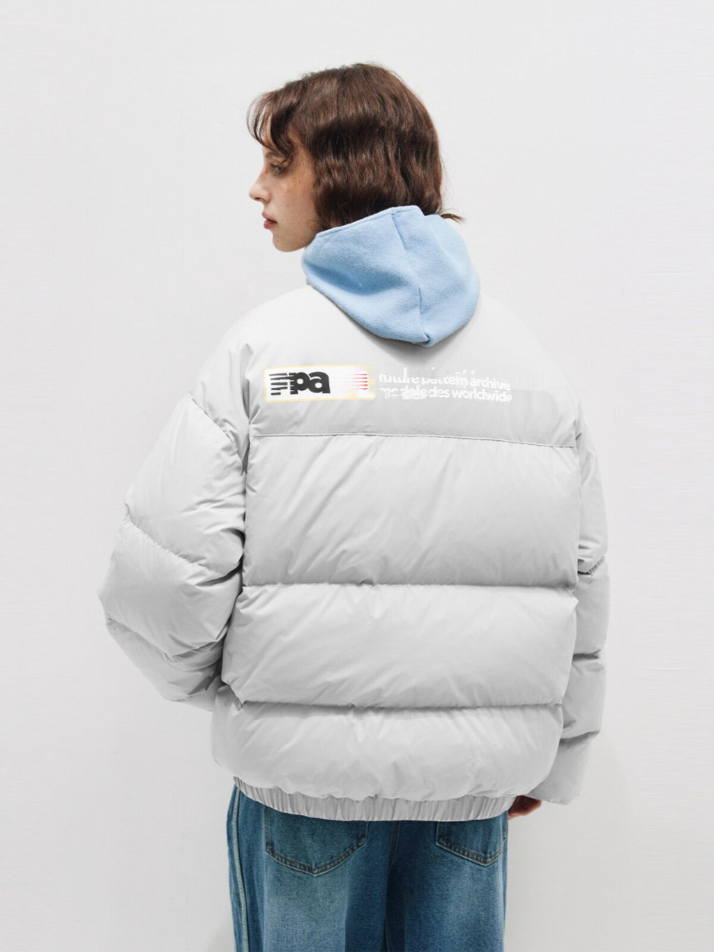 FPA Square Text Layout Down Jacket – Chinese Streetwear Winter Puffer Coat, Thick Warm Black Down Outerwear