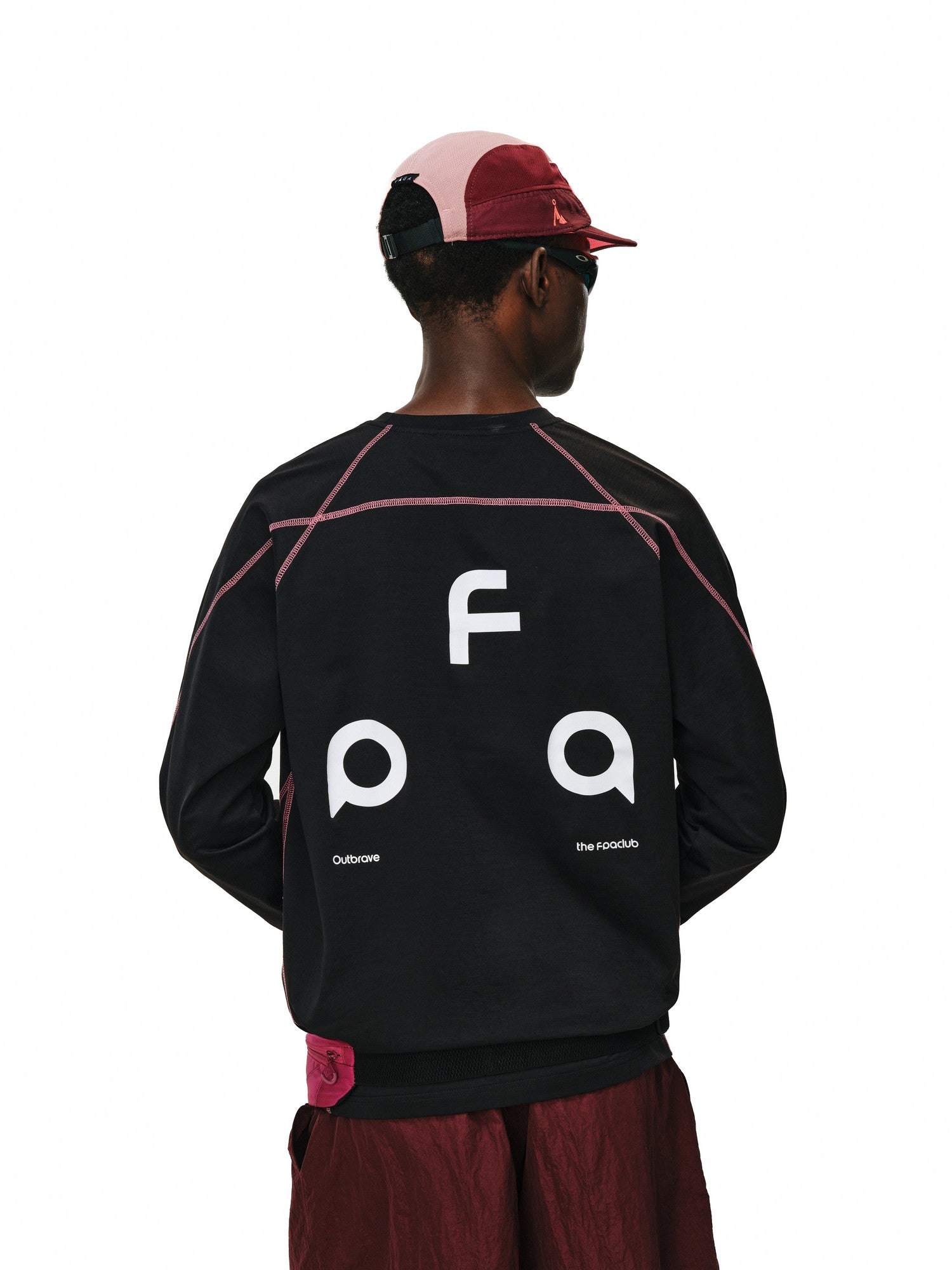 FPA Contrast Stitch Long Sleeve Tee with Triangle Logo - Chinese Streetwear Basic Crewneck, Relaxed Fit, Unisex, Autumn