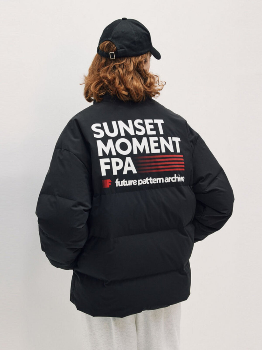 FPA Gradient Print Down Jacket - Chinese Streetwear Trend, Loose Fit, Winter Thickened, Stand Collar, Unisex Coat