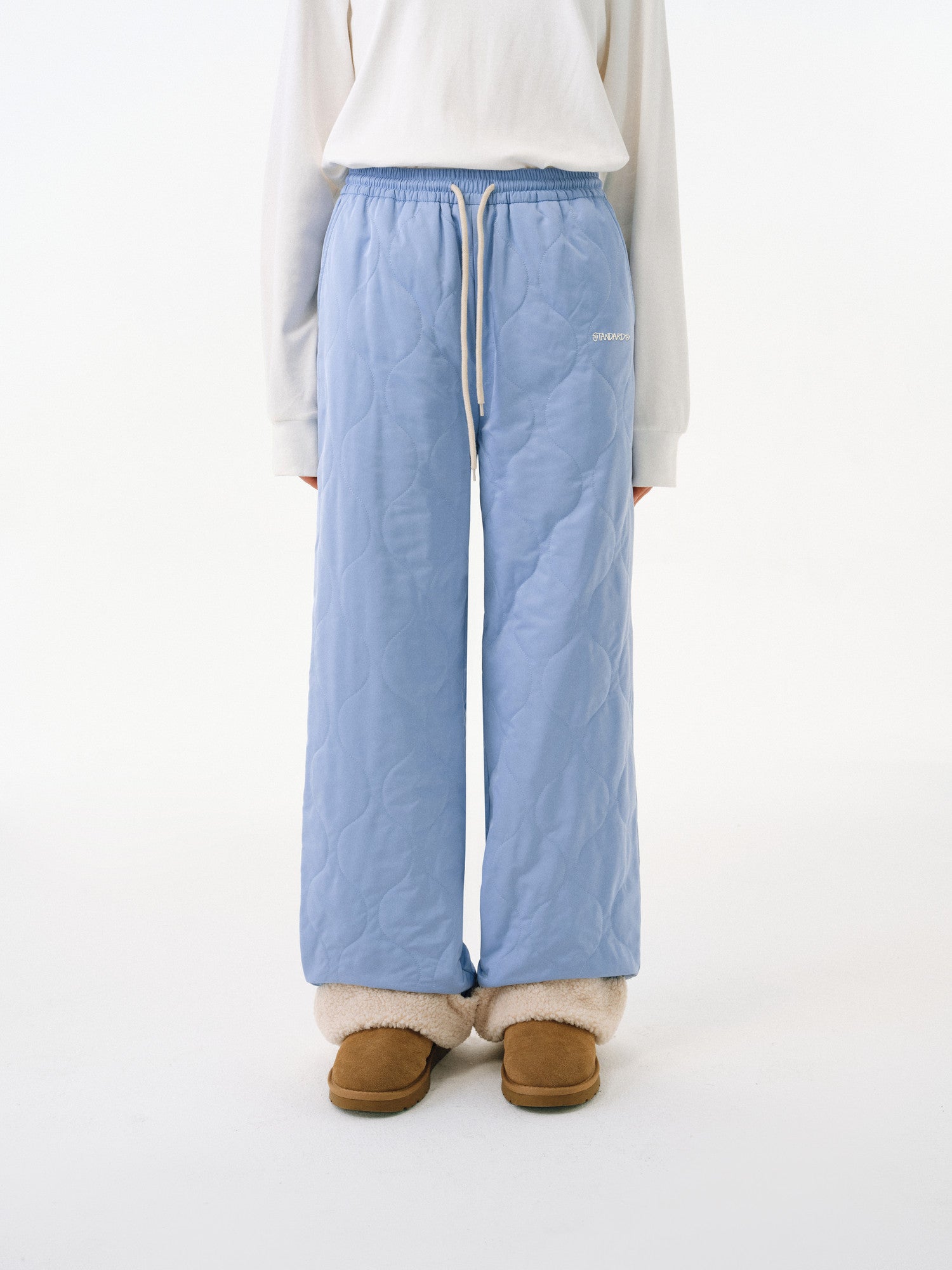 FPA Heavy-Duty Water-Repellent Quilted Cotton Pants with Fleece Lining – Winter Thickened Warm Streetwear Loose Straight-Leg Trousers