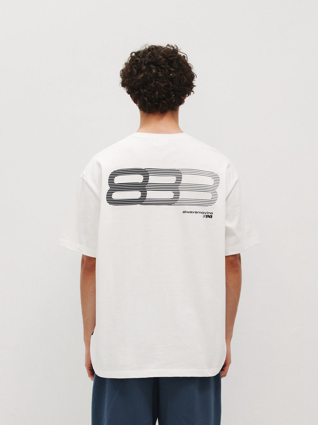FPA Haze Blue Gradient Track Short Sleeve T-Shirt, Chinese Streetwear Trend, American Style, Couple Summer Loose Round Neck Tee for Men