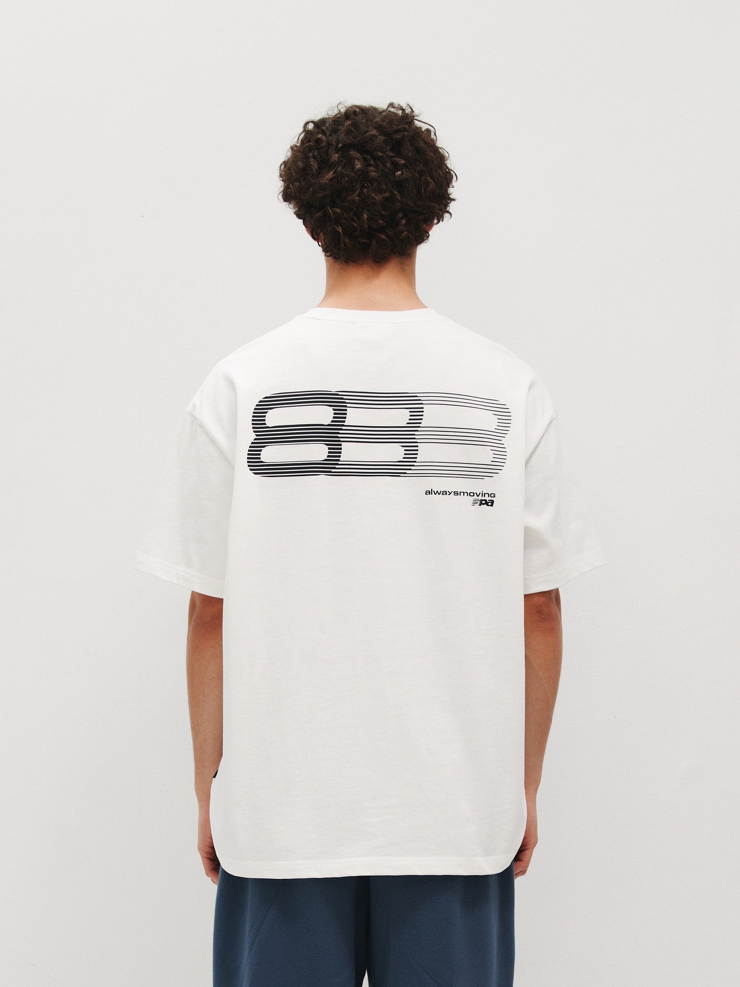 FPA Haze Blue Gradient Track Short Sleeve T-Shirt, Chinese Streetwear Trend, American Style, Couple Summer Loose Round Neck Tee for Men