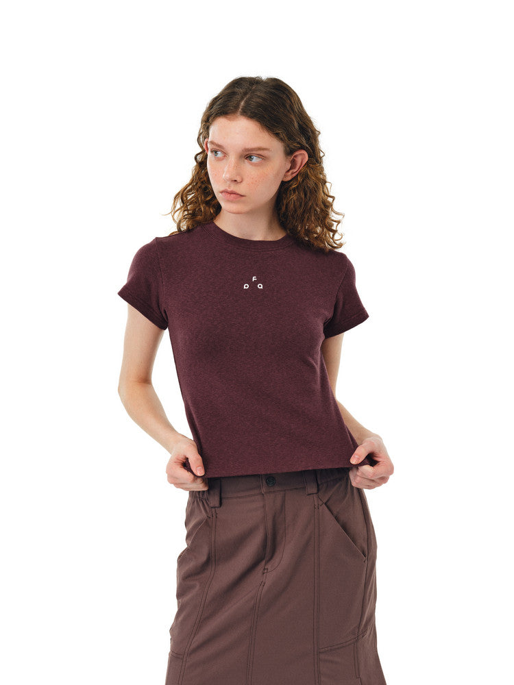 FPA Women's Athletic Short-Sleeve T-Shirt, Chinese Streetwear, Fitted, Cropped, Round Neck, Minimalist Logo, Summer