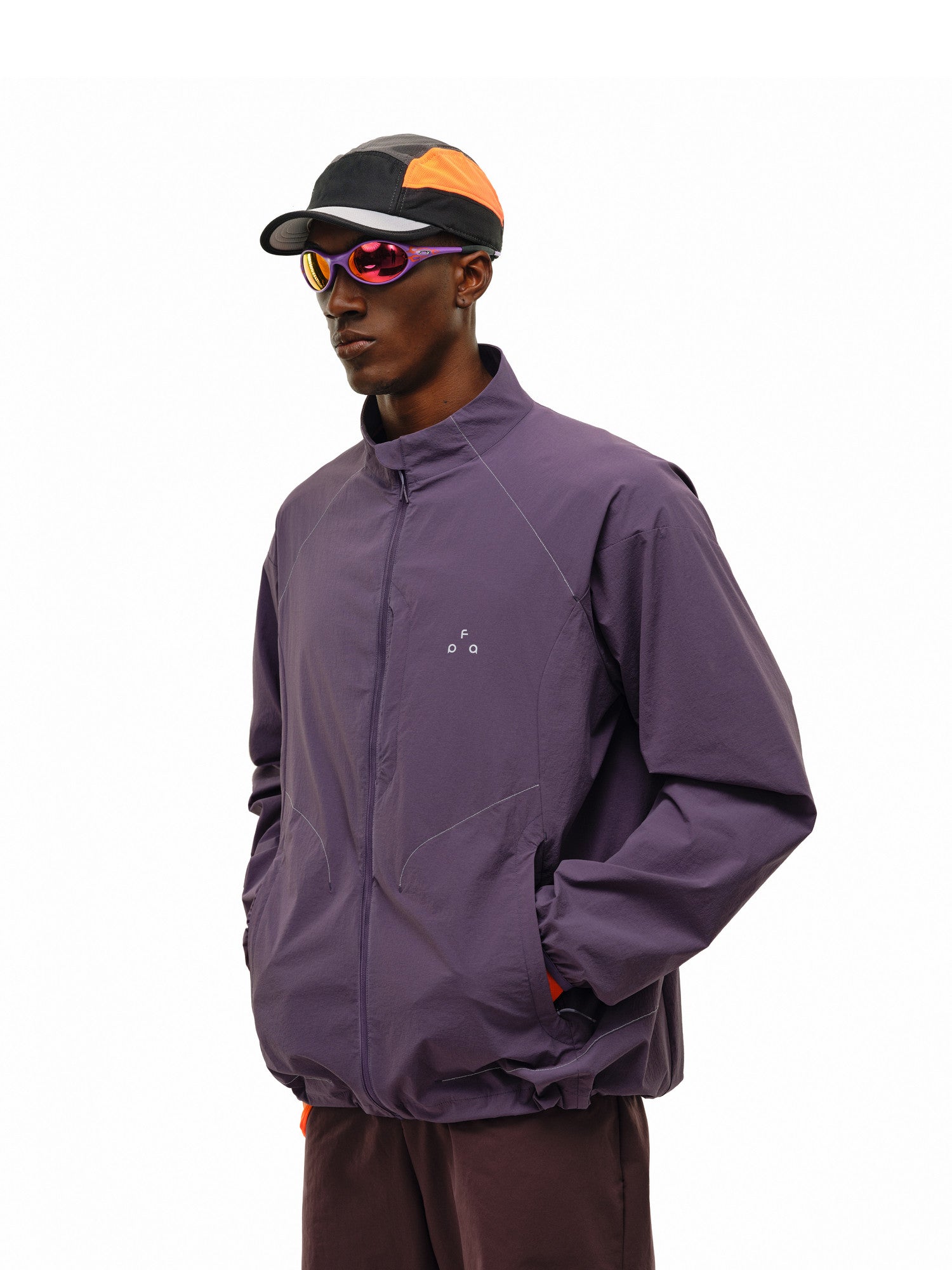 FPA Stand Collar Textured Horizontal Stripe Thin Reflective Sports Jacket - Spring Outdoor Loose Zip-Up Couple Jacket