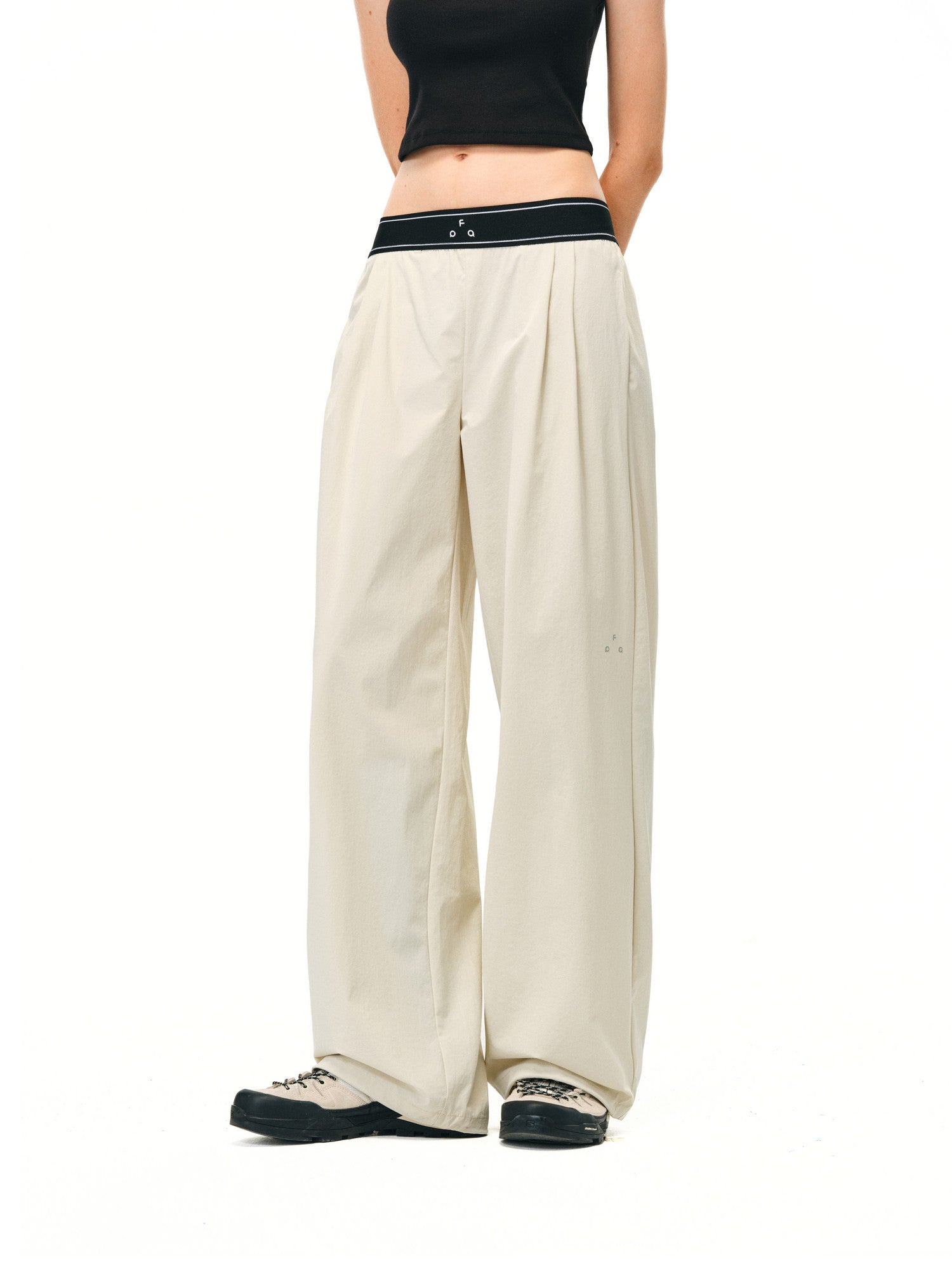 FPA High-Waist Stretch Logo Webbing Quick-Dry Trousers for Women, Chinese Street Style Summer Versatile Outdoor Sports Casual Pants