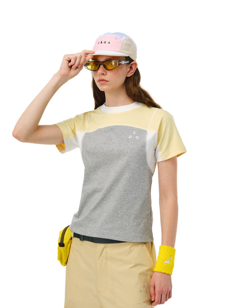 FPA Cool-Touch Quick-Dry 7A Antibacterial Anti-Dust Mite Raglan Sleeve T-Shirt, Summer Casual Contrast Color Slim Fit Women's Tee