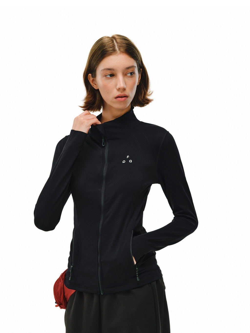 FPA Women's Slim-Fit Long-Sleeve Spring Outdoor Sports Zip-Up Half-Zip High-Neck Cardigan in Apricot