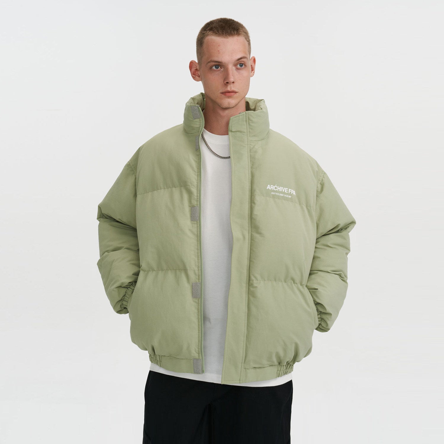 FPA Winter Thickened Stand Collar Cotton Jacket, Chinese Streetwear Premium Couple Style Puffer Cotton Coat for Men
