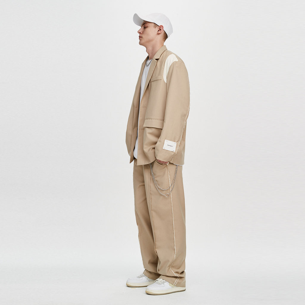 FPA Deconstructed Design Trendy Blazer for Men and Women, Loose Fit, Casual, Khaki, Streetwear