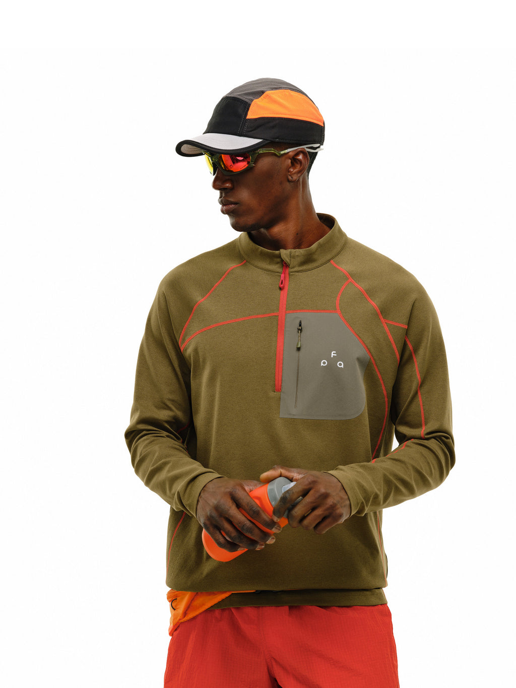 FPA Half-Zip Pocket Long Sleeve Outdoor Sports Spring Stitching Casual Unisex T-Shirt