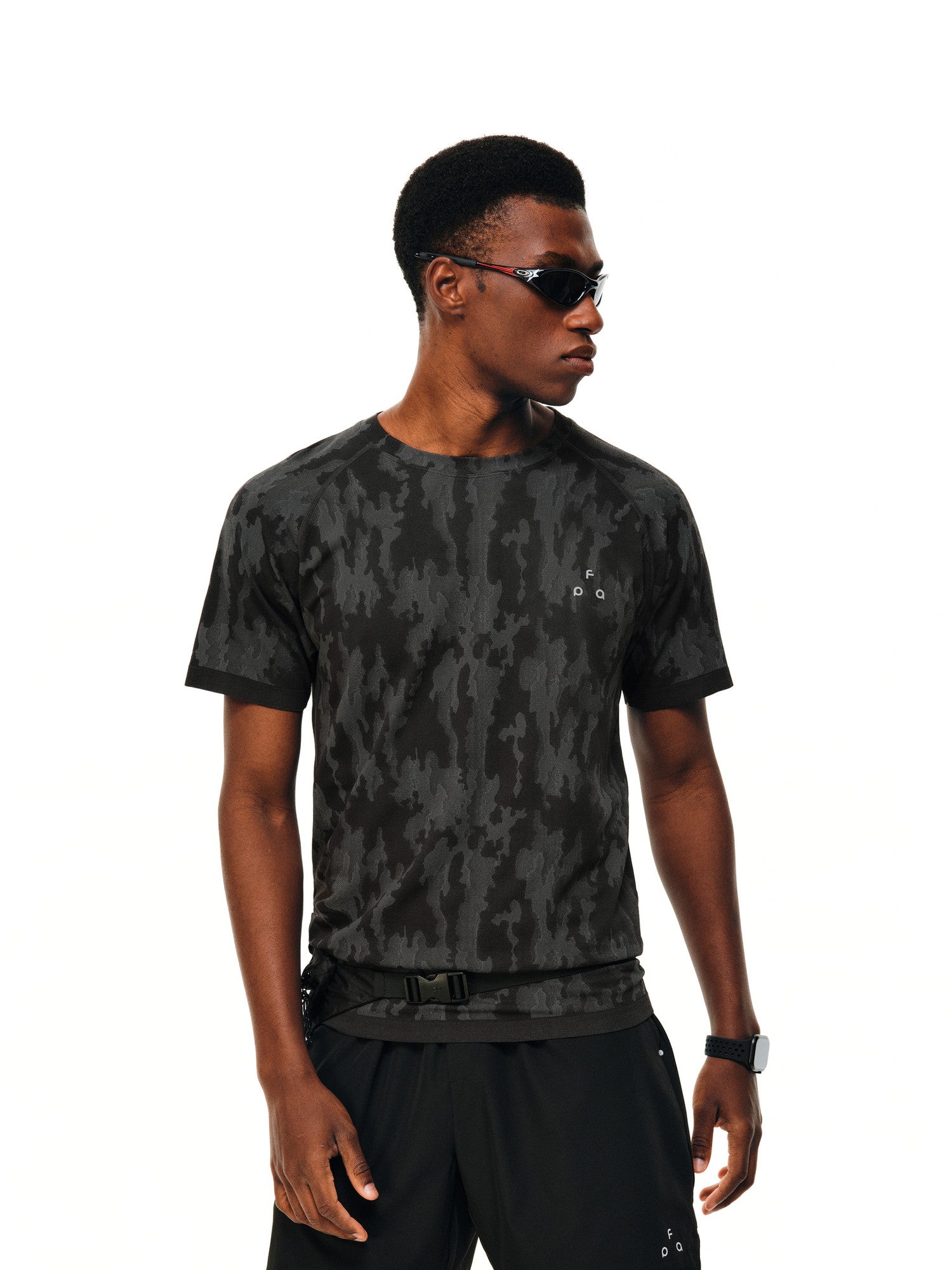 FPA Seamless Knit Camo Short Sleeve T-Shirt for Men - Summer Outdoor Quick-Dry, Cool-Touch, Breathable Crew Neck