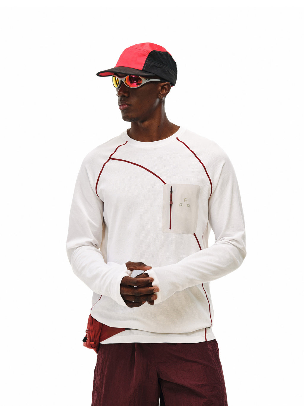 FPA Sports Sealed Pocket Long Sleeve Tee – Spring/Fall Outdoor Casual Contrast Color Crew Neck Base Layer, Chinese Streetwear T-Shirt for Men