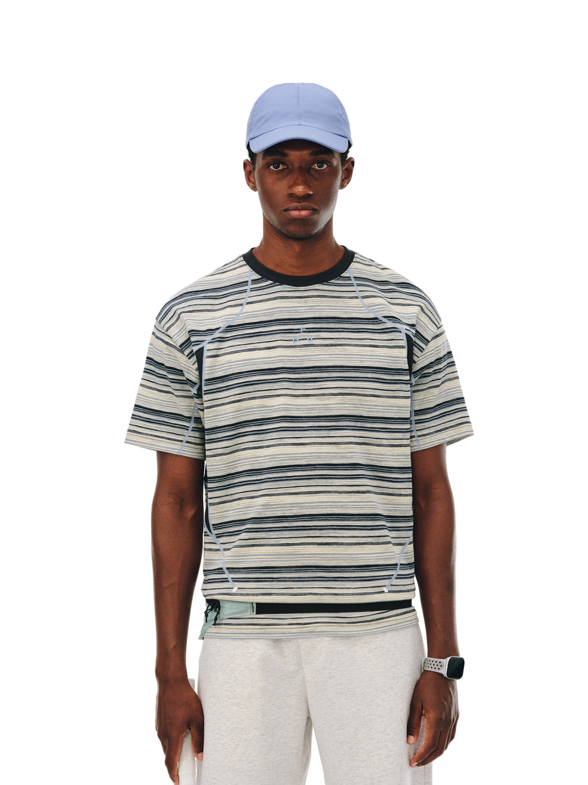 FPA Striped Color-Block Short Sleeve T-Shirt for Men and Women, Outdoor Sports Casual Summer Tee