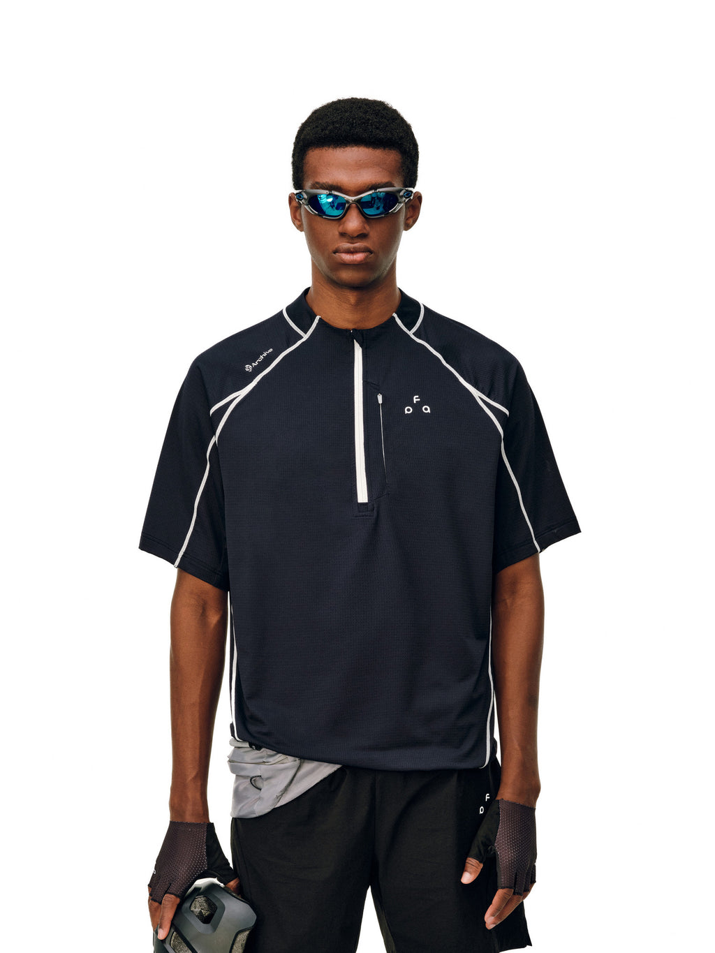 FPA Sports Contrast Stitch Short Sleeve Summer Outdoor Quick-Dry Cool Half-Zip Cycling Shirt Casual Couple T-Shirt