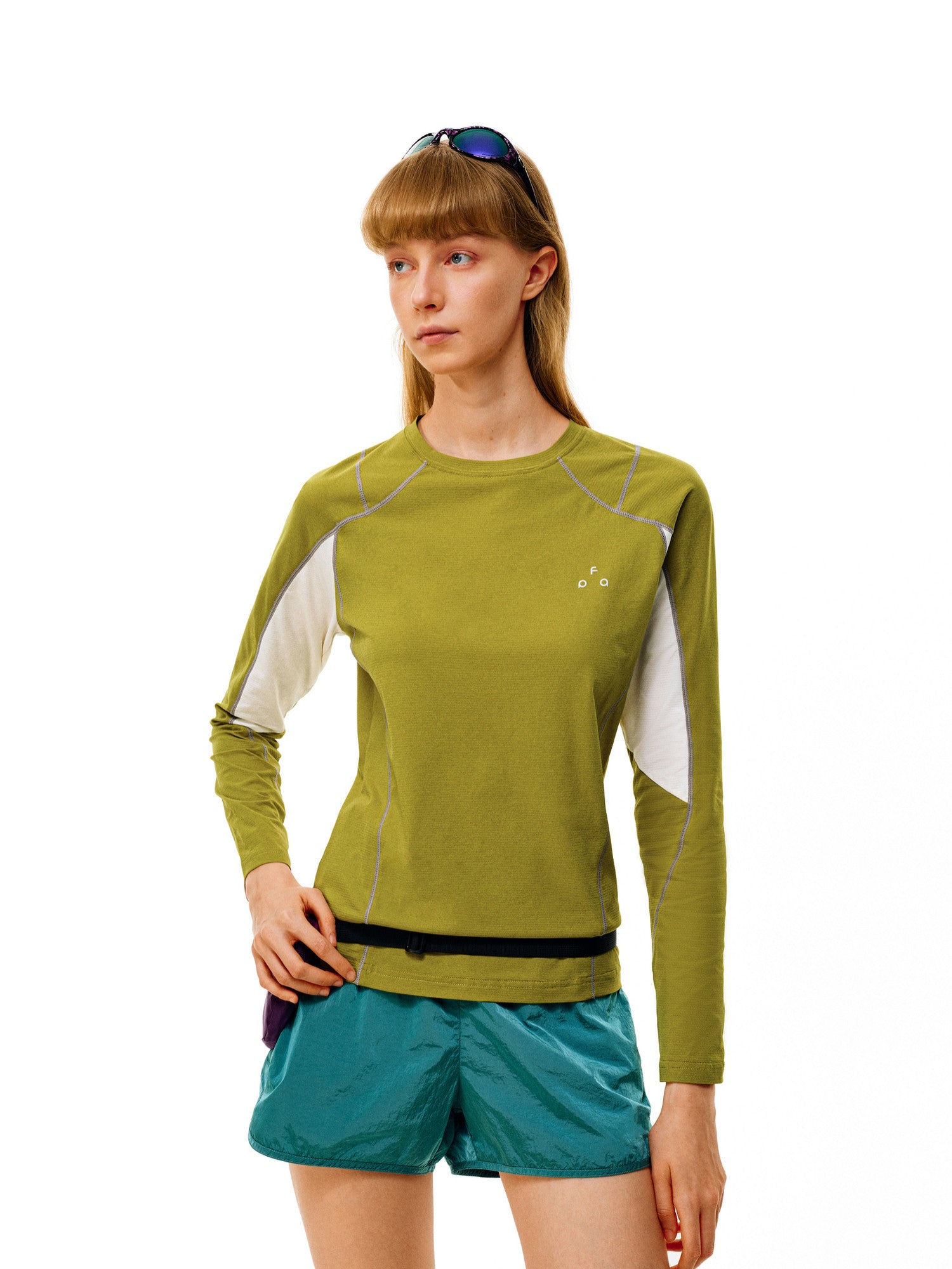 FPA Moisture-Wicking UV-Protective Color-Block Long-Sleeve Quick-Dry Crew Neck T-Shirt for Women