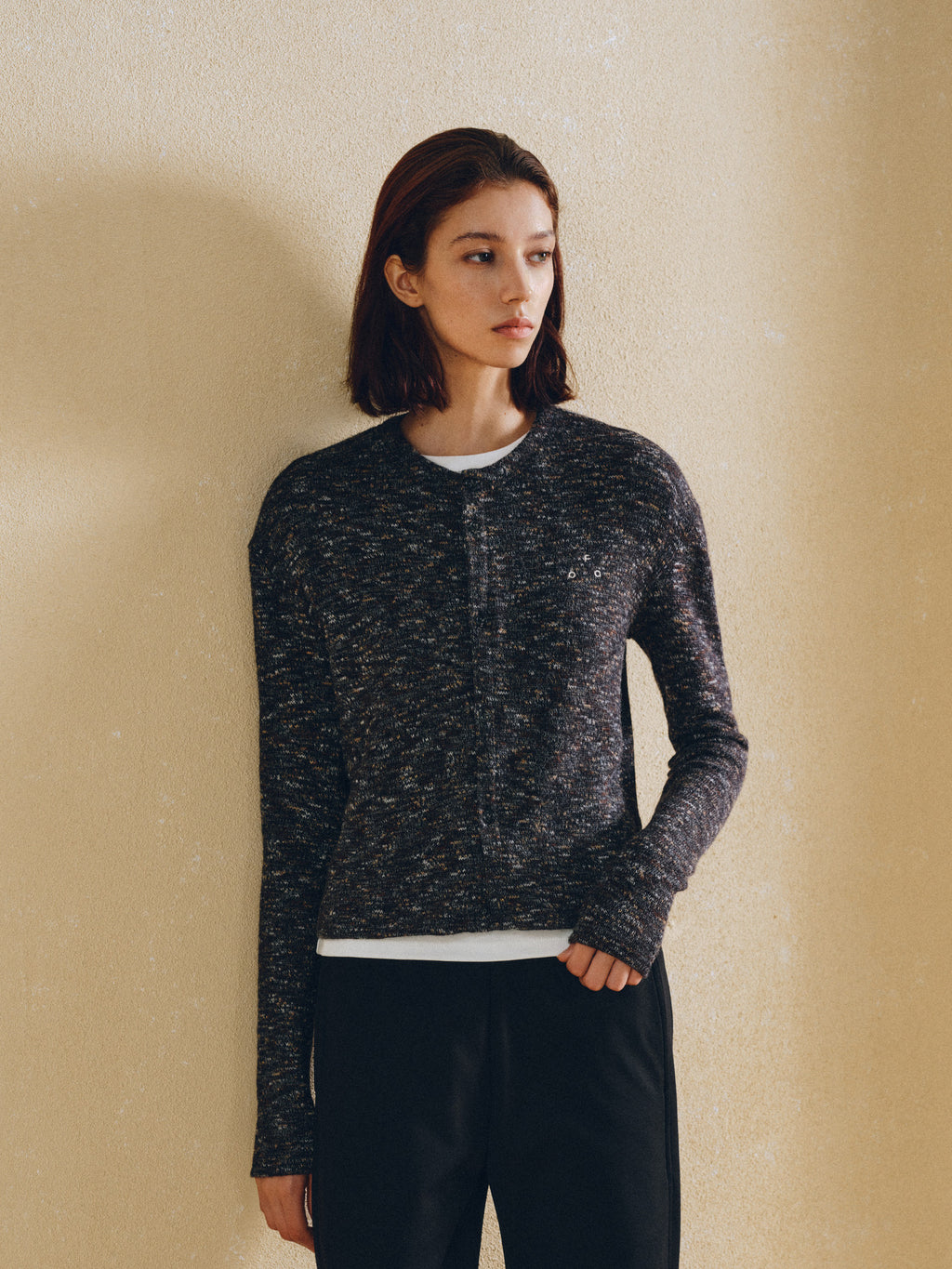 FPA Iridescent Marl Short Cardigan Sweater – Autumn/Winter Long-Sleeve Knit Jacket for Women