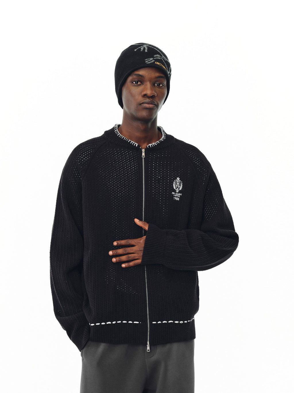 FPA Openwork Knit Baseball Zip-Up Jacket 2026 New Spring Loose Fit Crew Neck Unisex Streetwear Cardigan Coat
