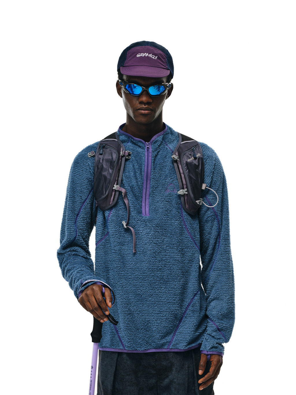 FPA Half-Zip Fleece Outdoor Long-Sleeve Shirt for Spring and Autumn, American Casual Sporty Retro Design Tee