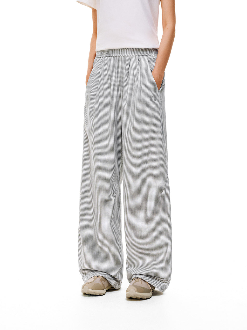 FPA High-Count Dense Casual Lightweight Plaid Trousers for Women Summer Wide-Leg Outdoor Sports Versatile Check Pants