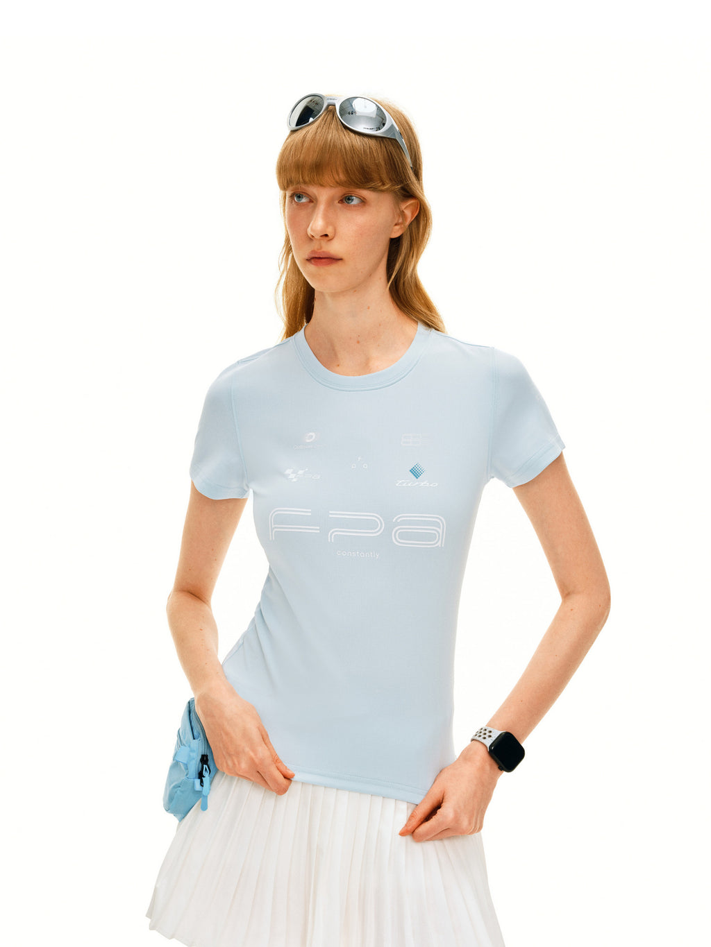 FPA Racing Print Crew Neck Short Sleeve T-Shirt for Women - Summer Athletic Quick-Dry Casual Slim Fit in Black and White