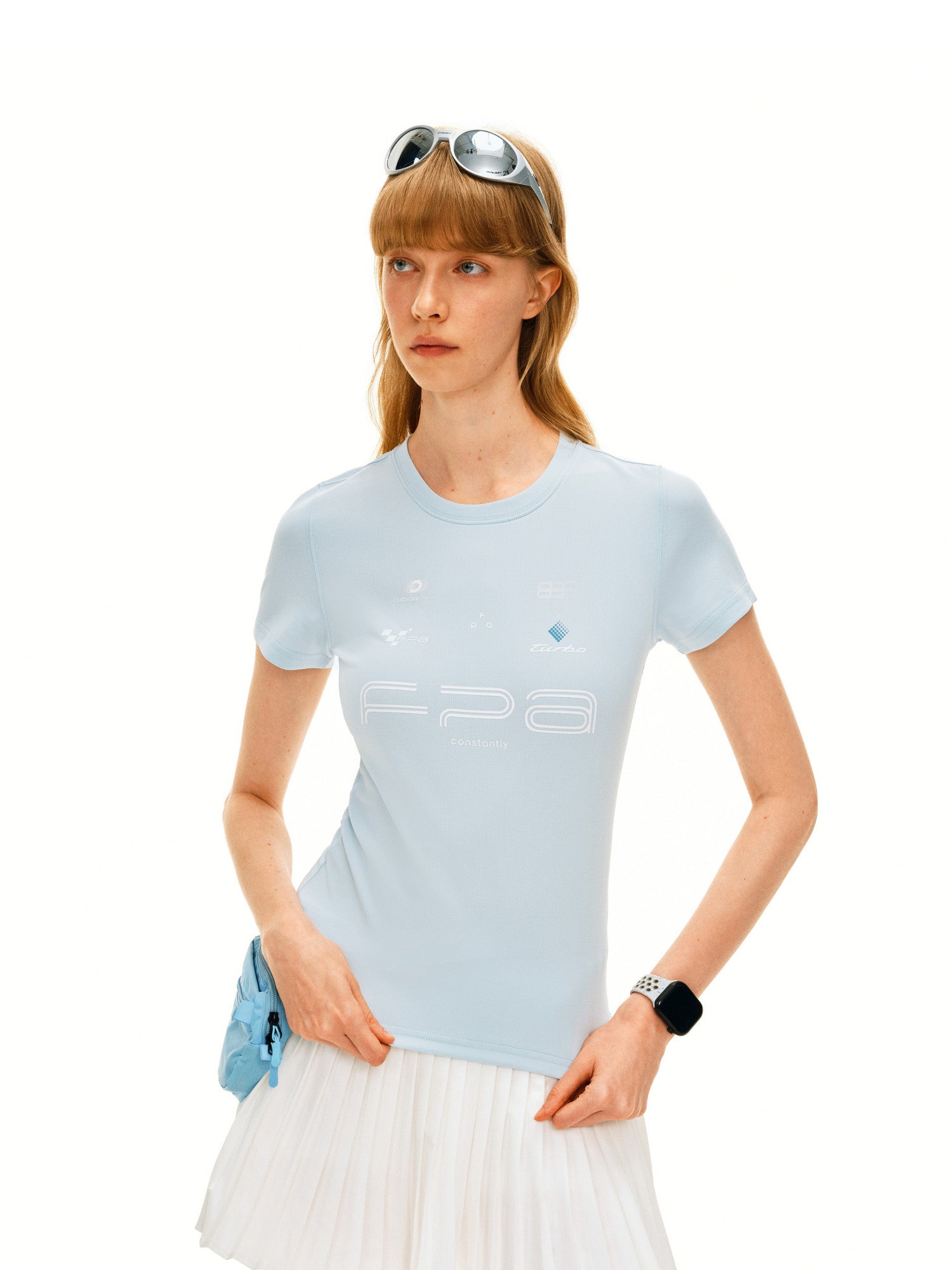 FPA Racing Print Crew Neck Short Sleeve T-Shirt for Women - Summer Athletic Quick-Dry Casual Slim Fit in Black and White